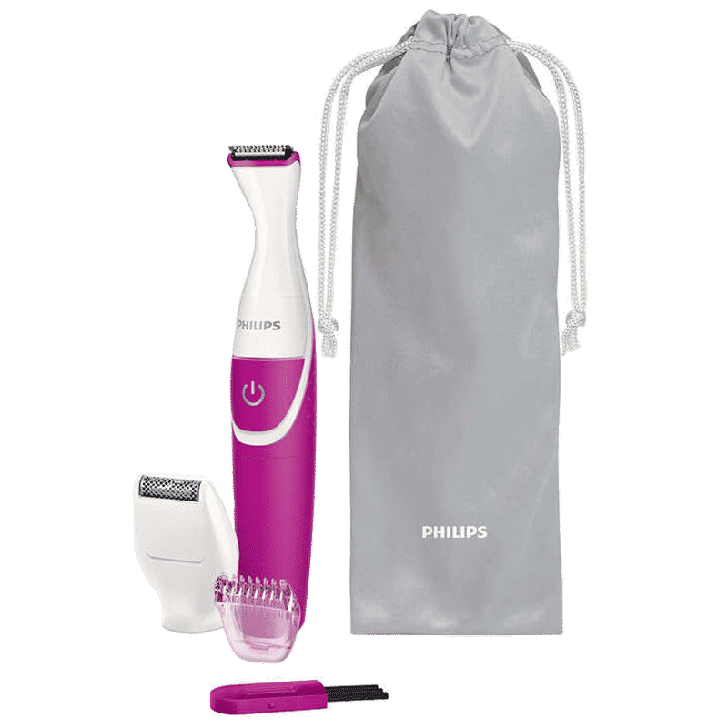 PHILIPS BikiniGenie Cordless Wet and Dry Trimmer for Body and Intimate Areas for Women (Click On Trimming Comb, White and Pink)_1