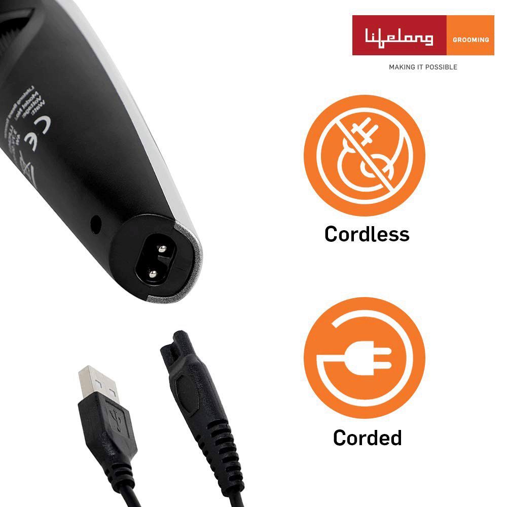 Lifelong LLPCM11 Cordless Dry Trimmer for Beard with 20 Length Settings for Men (240mins Runtime, Stainless Steel Blades, Silver)_4