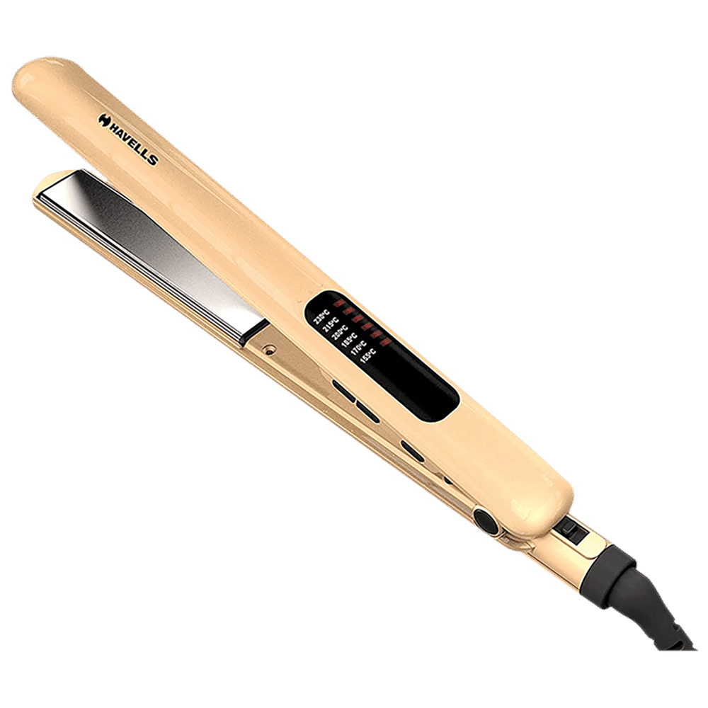 HAVELLS Hair Straightener with 6 Temperature Settings (Titanium Coated Plates, Gold)_1