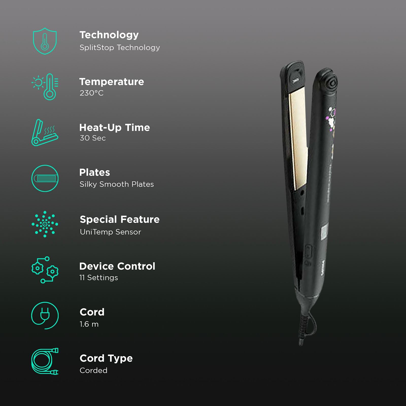 PHILIPS KeraShine Hair Straightener with Split Stop Technology (Ceramic Coated Plates, Black)_3