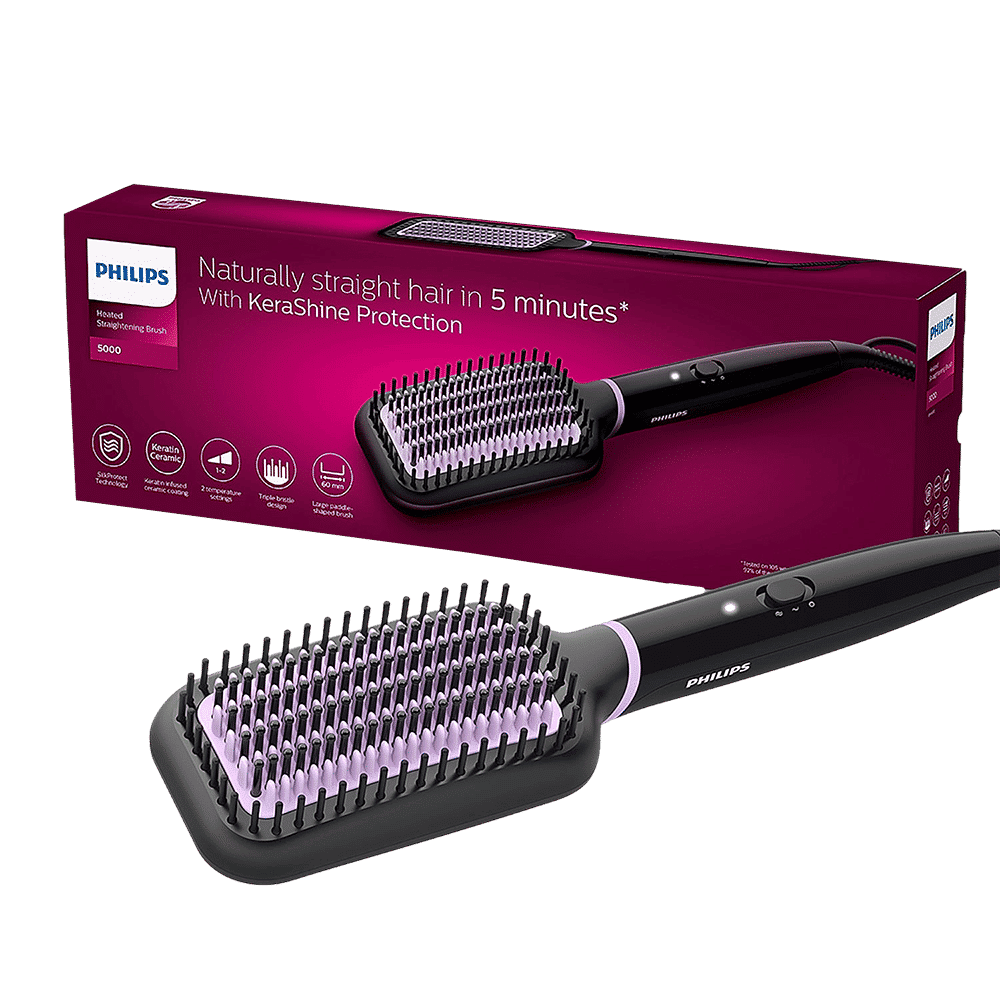 PHILIPS BHH880/10 Hair Straightening Brush with 2 Temperature Settings (Black)_5