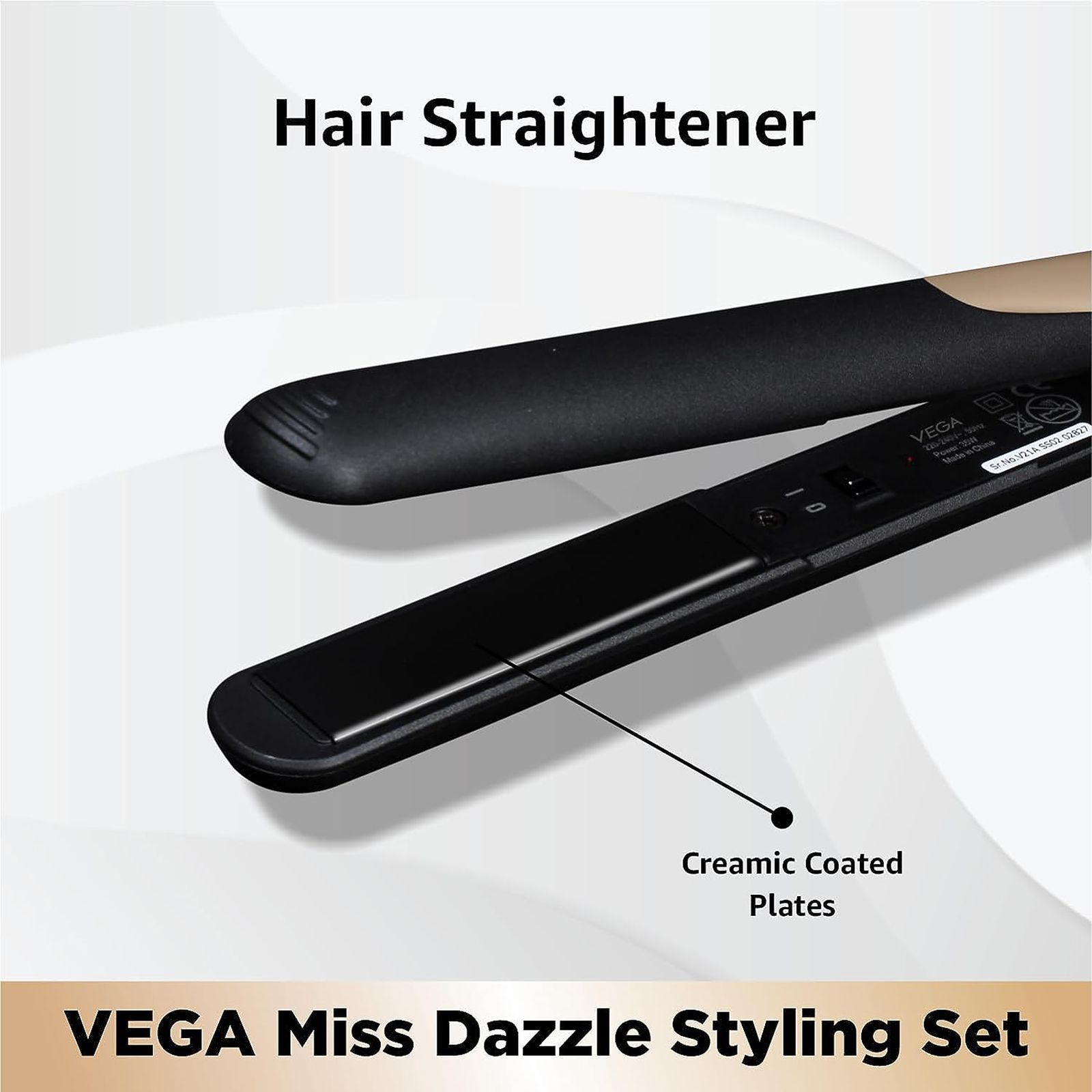 VEGA Miss Dazzle Hair Styler with Ceramic Coating Technology (LED Indicator, Black & Gold)_4