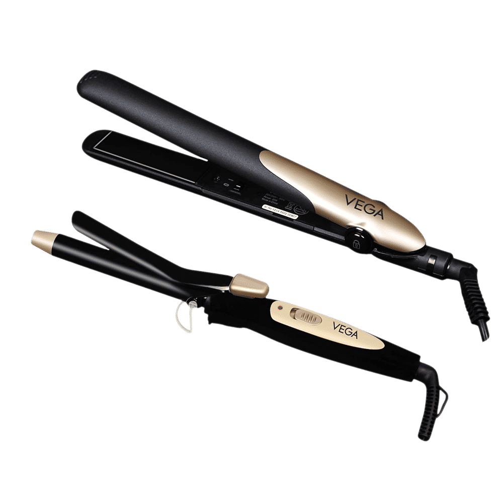 VEGA Miss Dazzle Hair Styler with Ceramic Coating Technology (LED Indicator, Black & Gold)_1