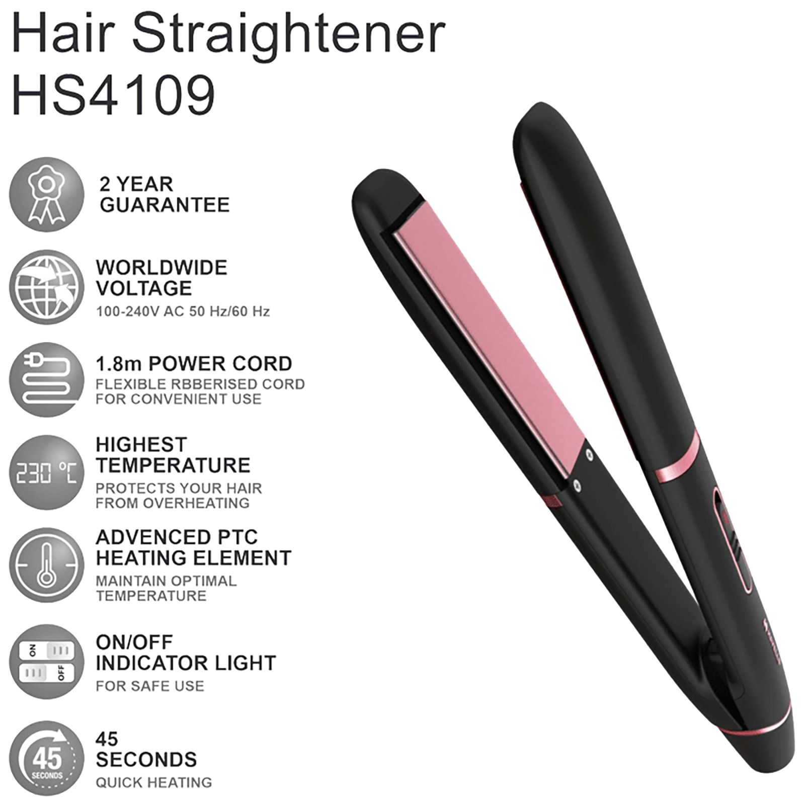 HAVELLS HS4109 Hair Straightener with LED Indicator (Floating Ceramic Coated Plates, Black)_5