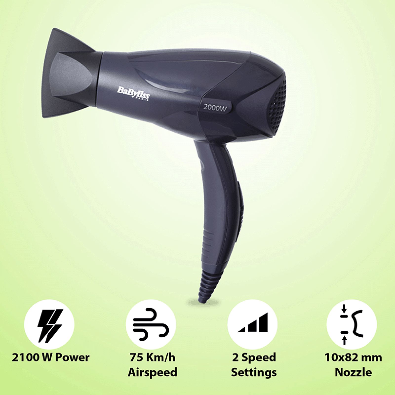 BaByliss D212E Hair Dryer with 2 Heat Settings and Cool Shot (Fast Drying, Black)_8