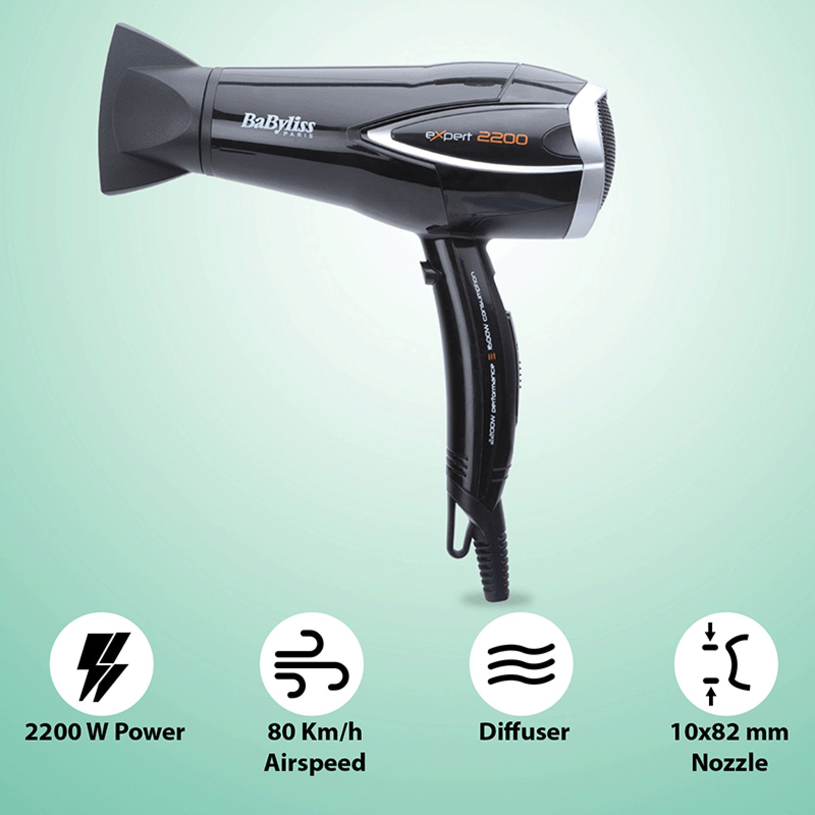 BaByliss D342E Hair Dryer with 3 Heat Settings ((Energy Saving, Black)_11