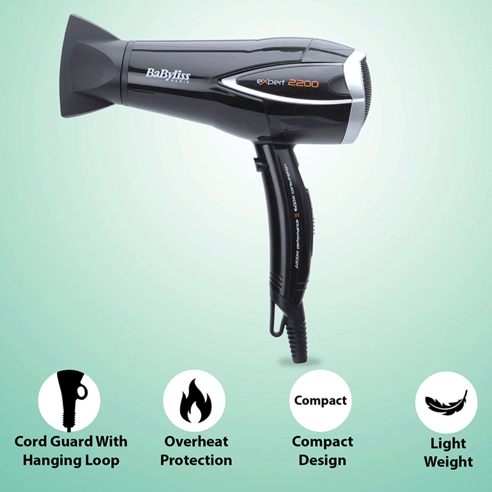BaByliss D342E Hair Dryer with 3 Heat Settings ((Energy Saving, Black)_7