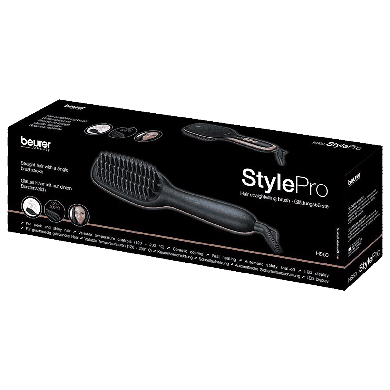 beurer Style Pro with Cord Straightening Brush (Ceramic Coating, HS60, Black)_5