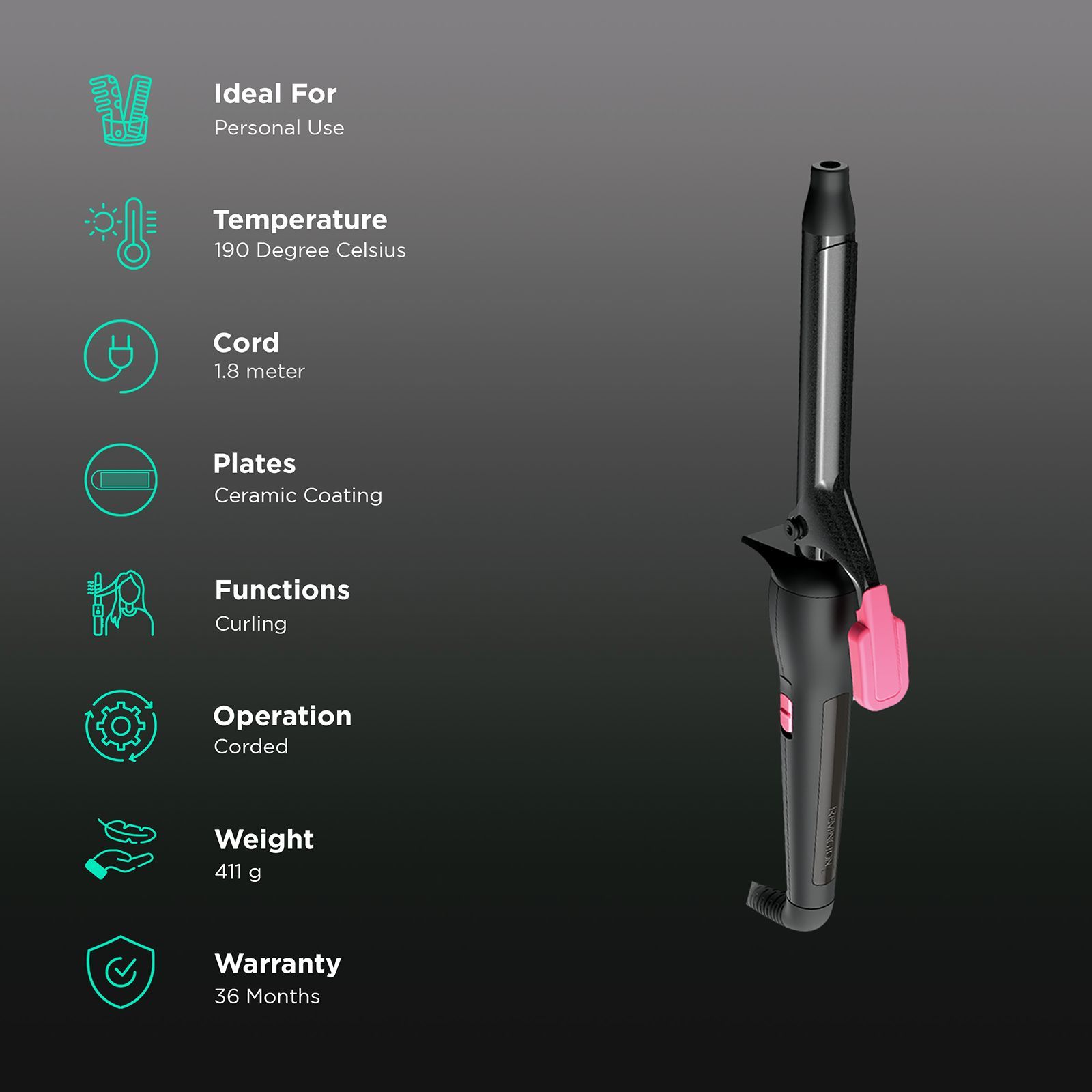 REMINGTON CI1A119 Hair Curler with Heat Protection Stand (Black)_3