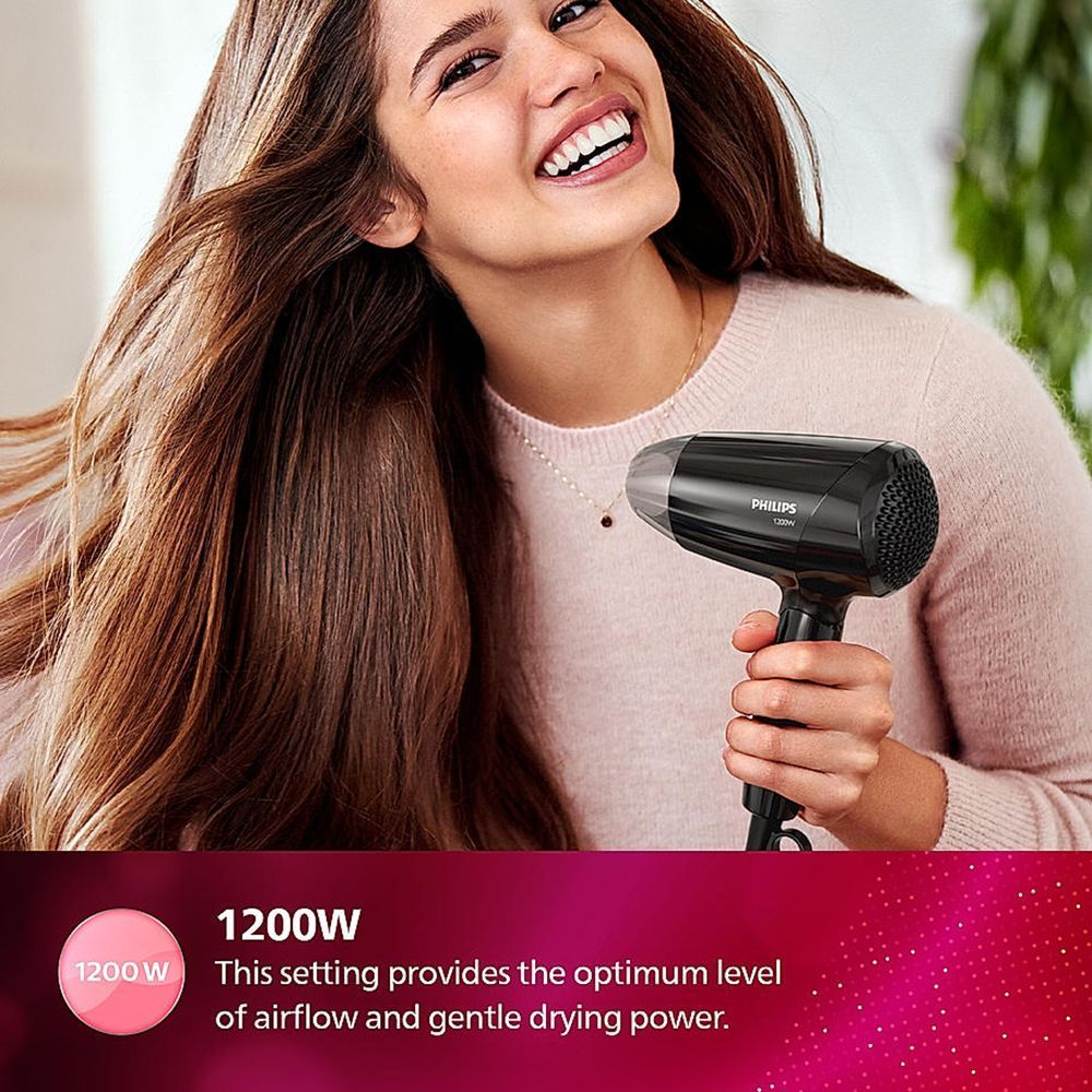 PHILIPS EssentialCare Hair Dryer with 3 Heat Settings & Cool Air Function (Thermo Protect Technology, Black)_13