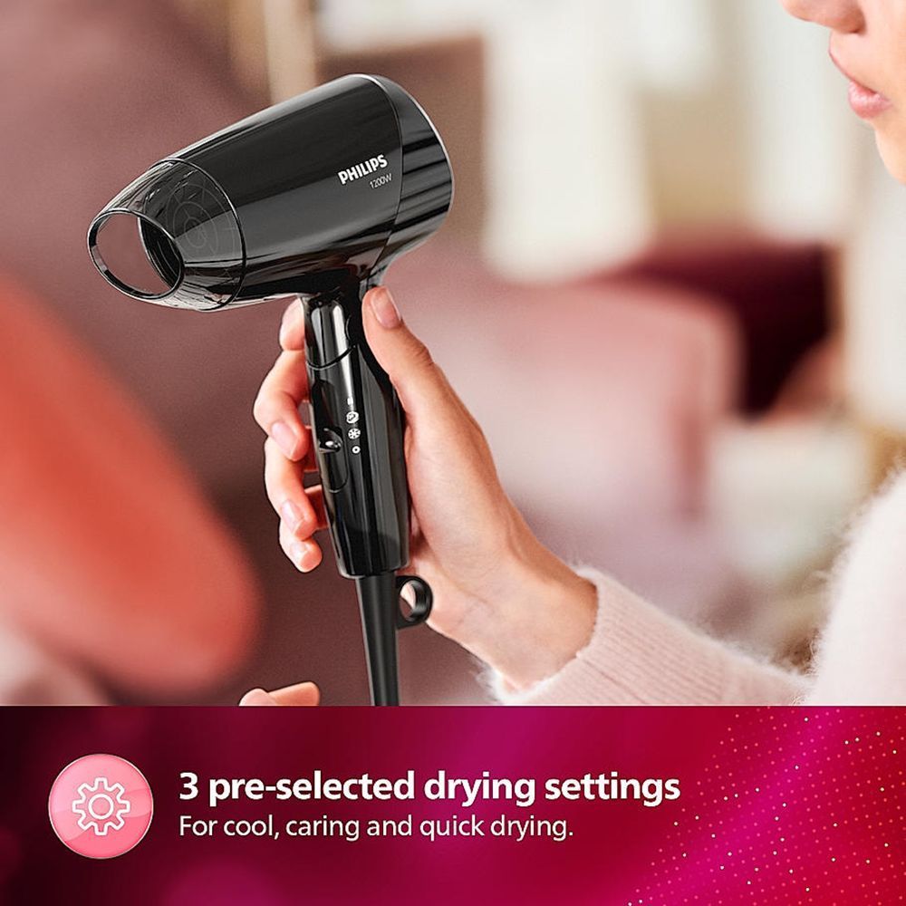 PHILIPS EssentialCare Hair Dryer with 3 Heat Settings & Cool Air Function (Thermo Protect Technology, Black)_18