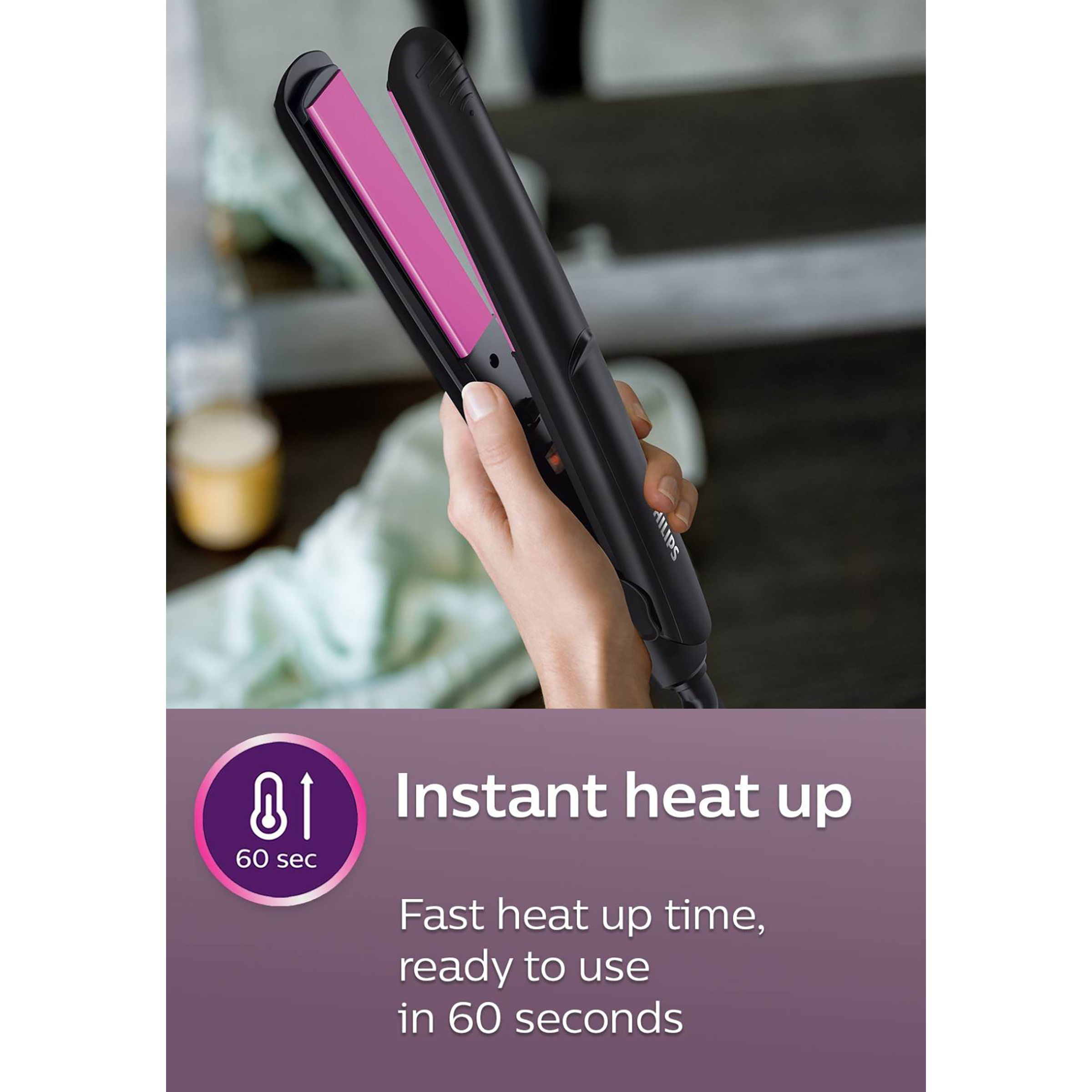 PHILIPS Selfie HP8302/06 Hair Straightener with 360 Degree Swivel Cord (Ceramic Plates, Black)_8