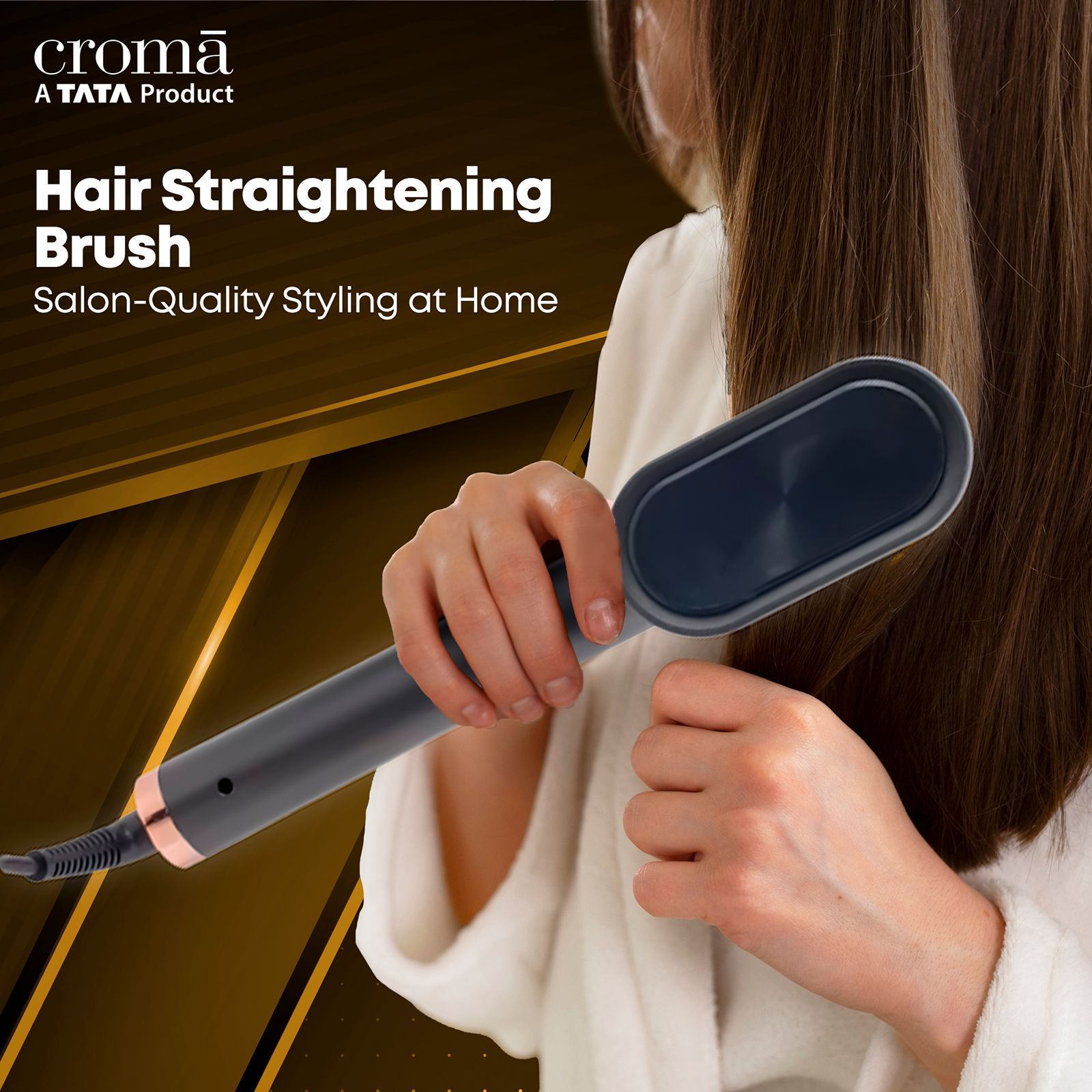 Croma Hair Straightening Brush with Ionic Care Function (Sky Grey)_6