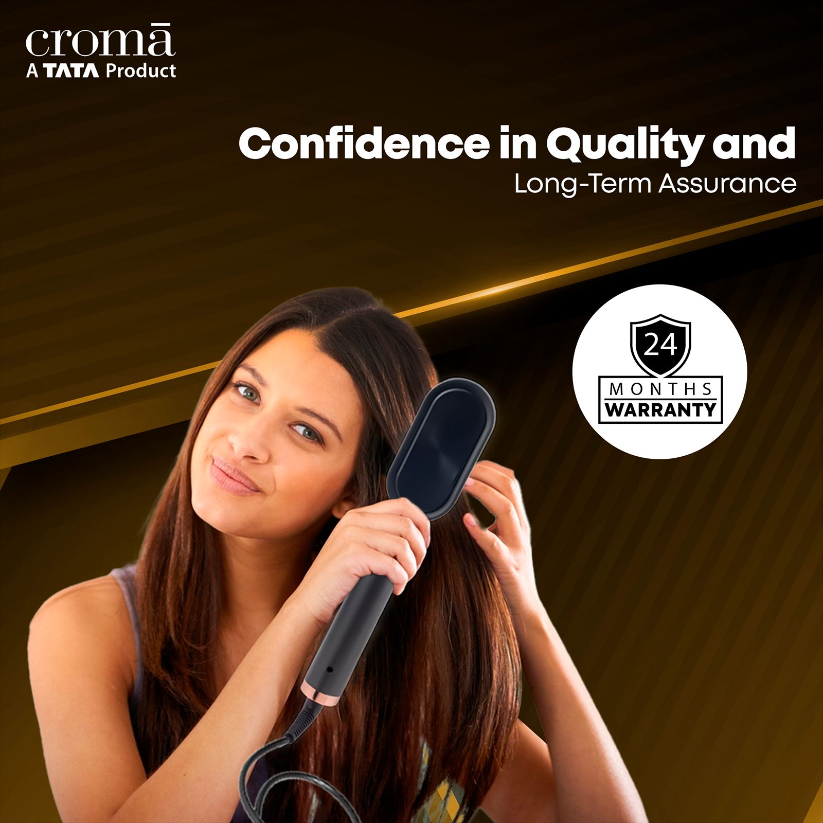 Croma Hair Straightening Brush with Ionic Care Function (Sky Grey)_11