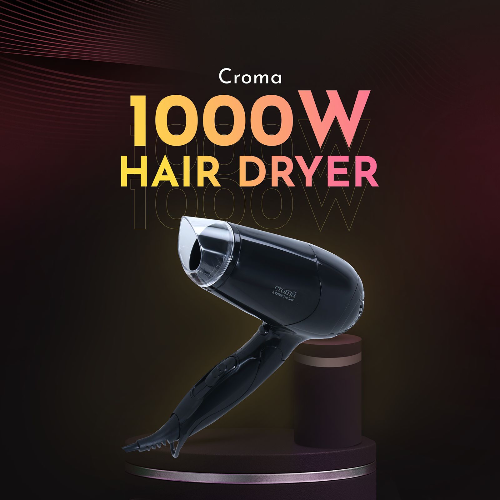 Croma Hair Dryer with 2 Heat Settings & Cool Shot (Built-in Thermostat & Thermal Fuse, Black)_3