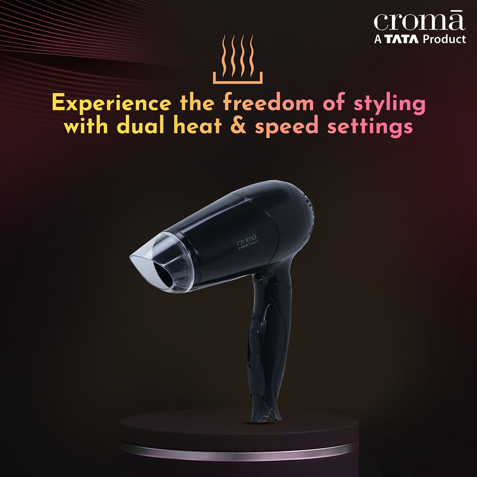 Croma Hair Dryer with 2 Heat Settings & Cool Shot (Built-in Thermostat & Thermal Fuse, Black)_5