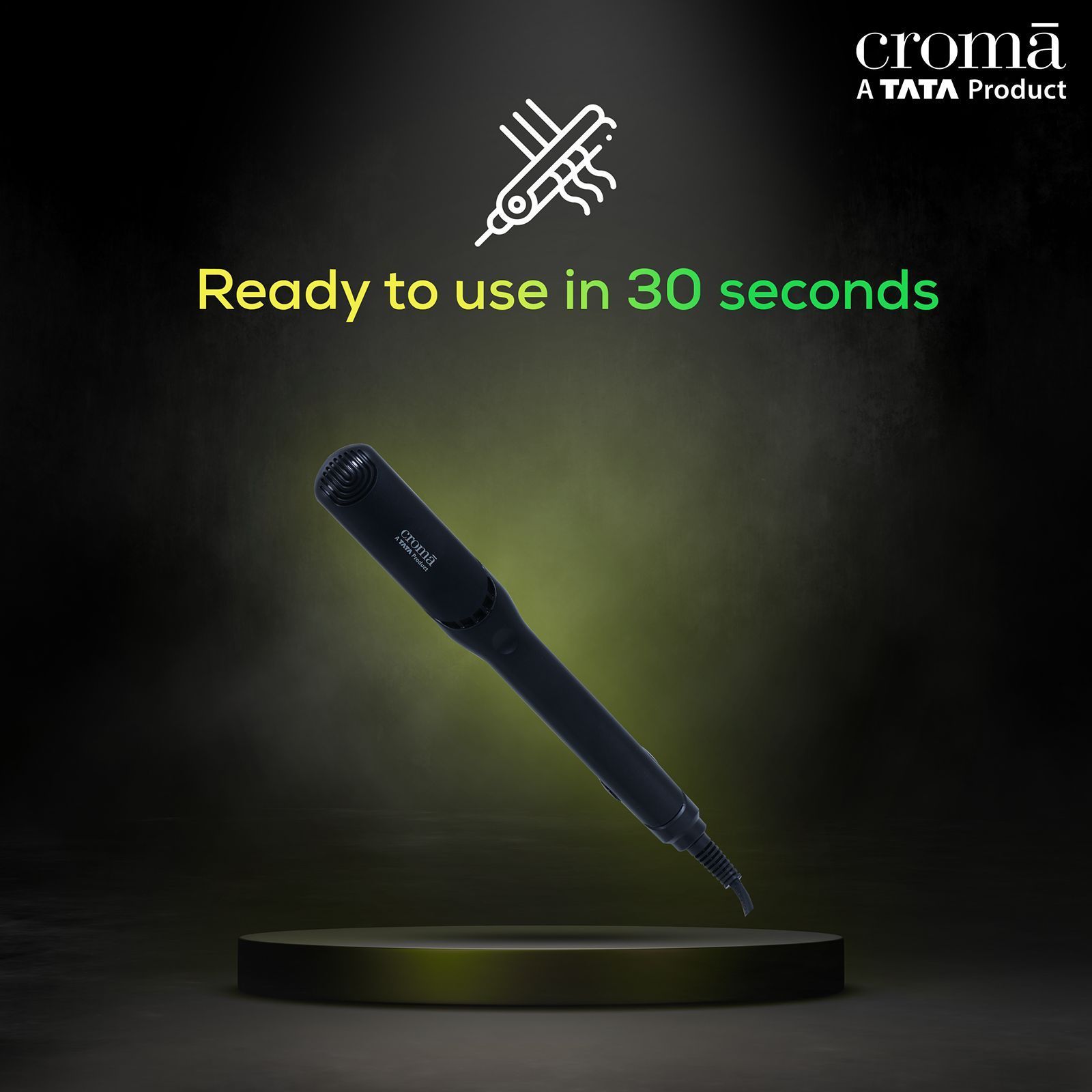 Croma Hair Straightener with Faster Heating (Ceramic Coated Plates, Black)_8