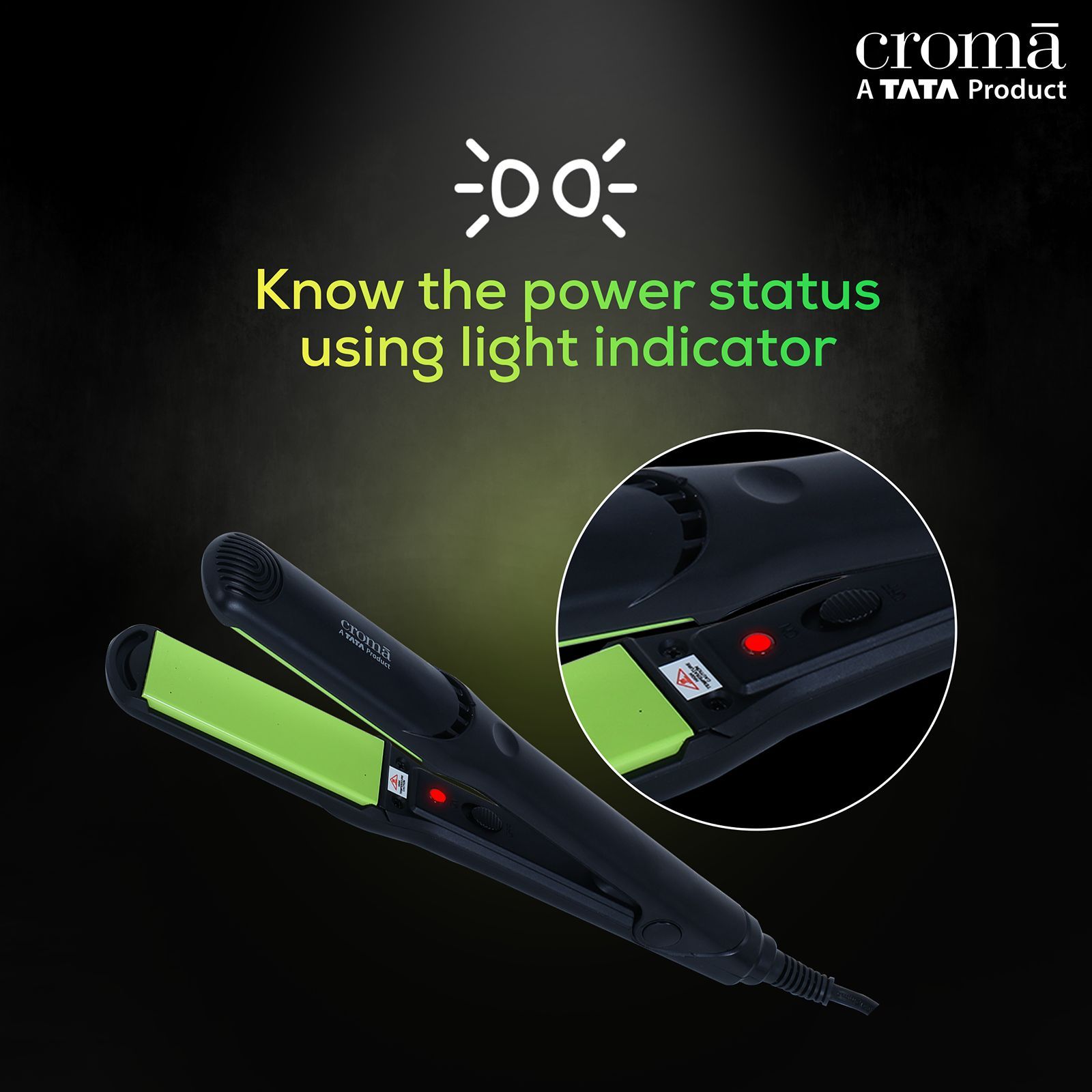 Croma Hair Straightener with Faster Heating (Ceramic Coated Plates, Black)_9