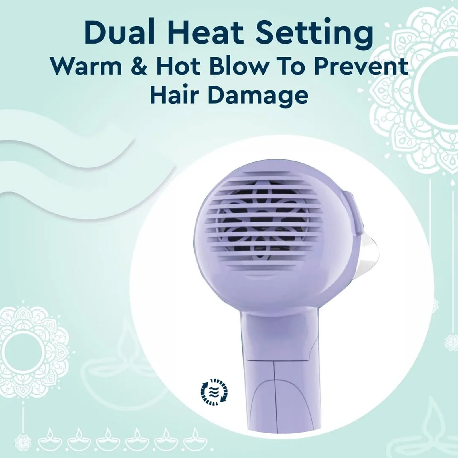 GUBB GB-128 Hair Dryer with 2 Heat Settings & Cool Shot (Overheat Protection, Purple)_4