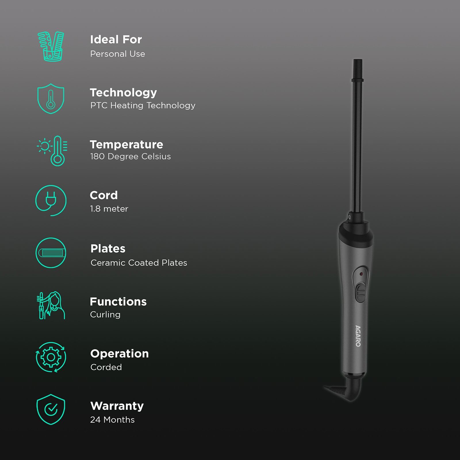 AGARO HC8001 Hair Styler with Ceramic Coated Plates (Cool Touch Tip, Black)_3