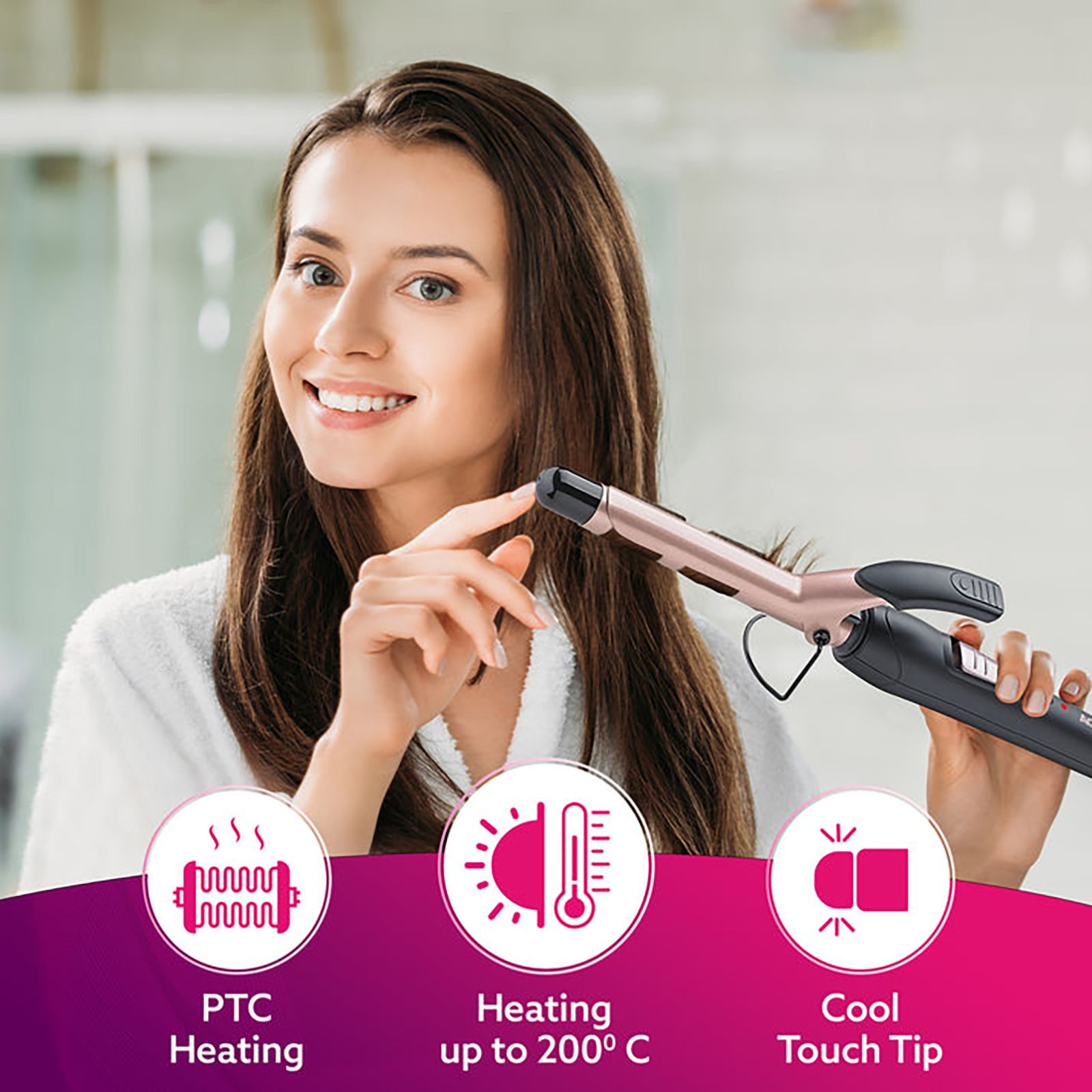 AGARO HC7001 Hair Styler with Tourmaline Infused Ceramic Plates (Cool Touch Tip, Black & Rose Gold)_7