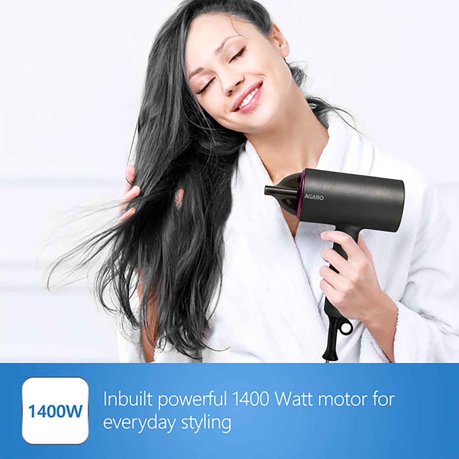 AGARO HD1214 Hair Dryer with 3 Heat Settings & Cool Shot (Overheat Protection, Black)_7