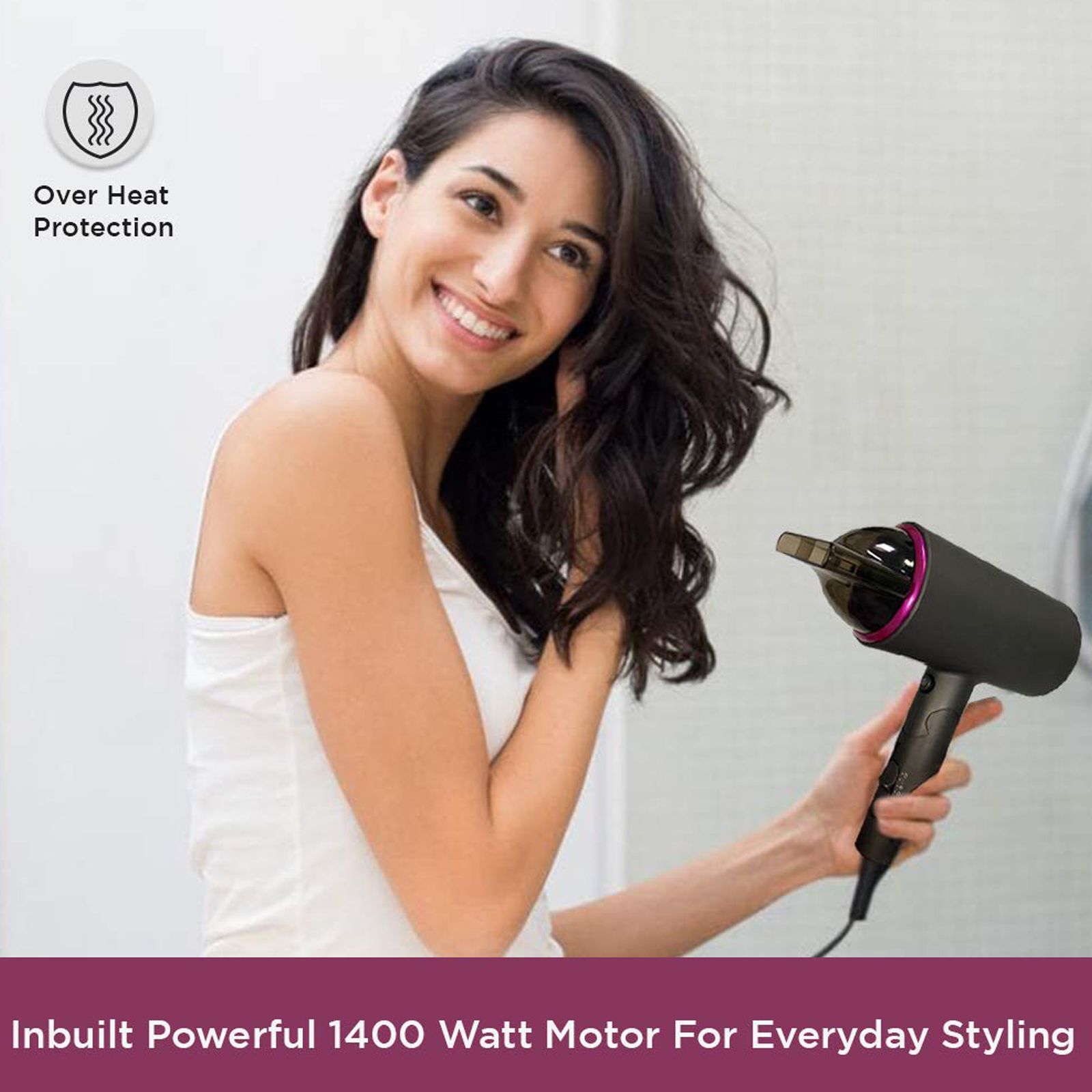 AGARO HD1214 Hair Dryer with 3 Heat Settings & Cool Shot (Overheat Protection, Black)_5