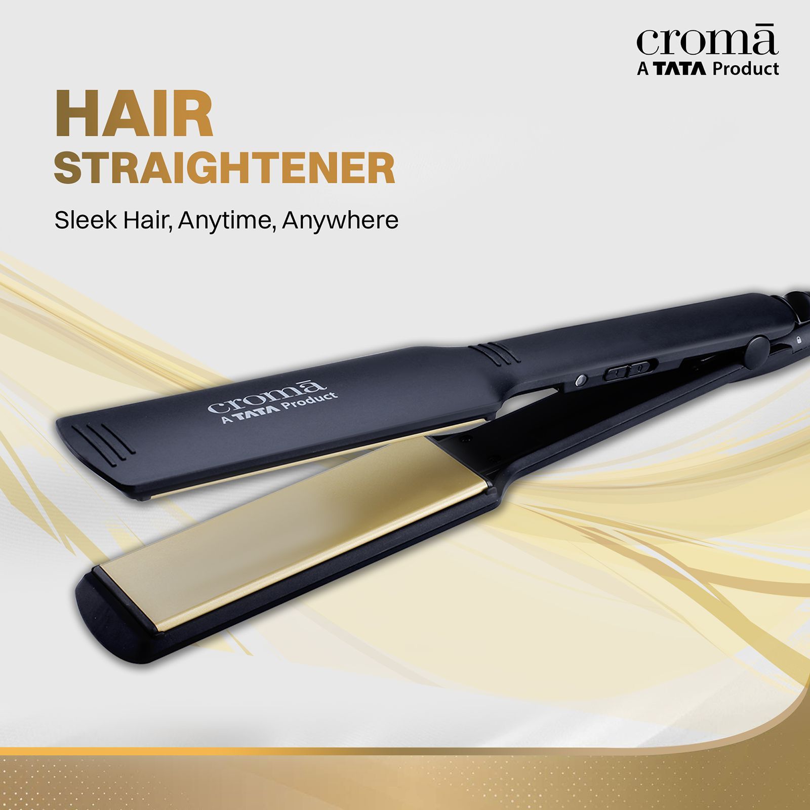 Croma Hair Straightener with PTC Heater (Ceramic Coated Plates, Black)_9