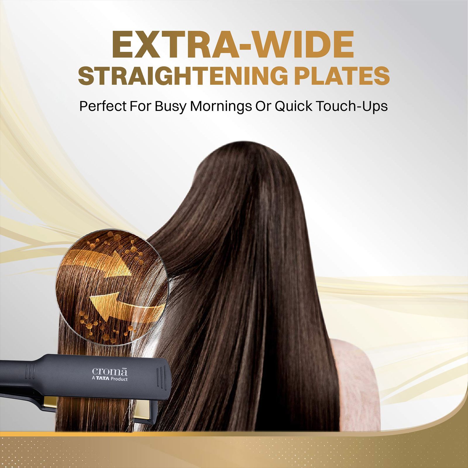 Croma Hair Straightener with PTC Heater (Ceramic Coated Plates, Black)_10