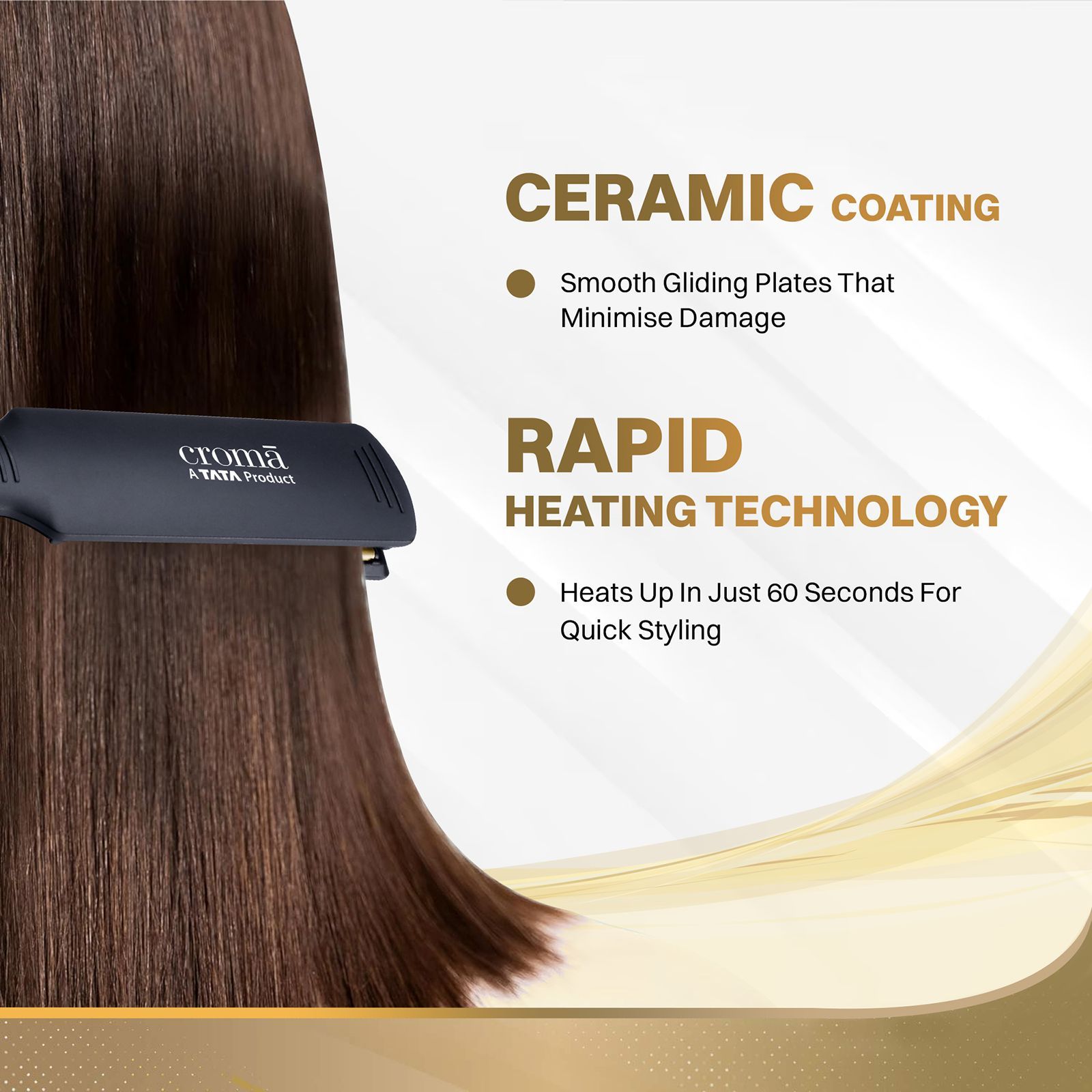 Croma Hair Straightener with PTC Heater (Ceramic Coated Plates, Black)_11