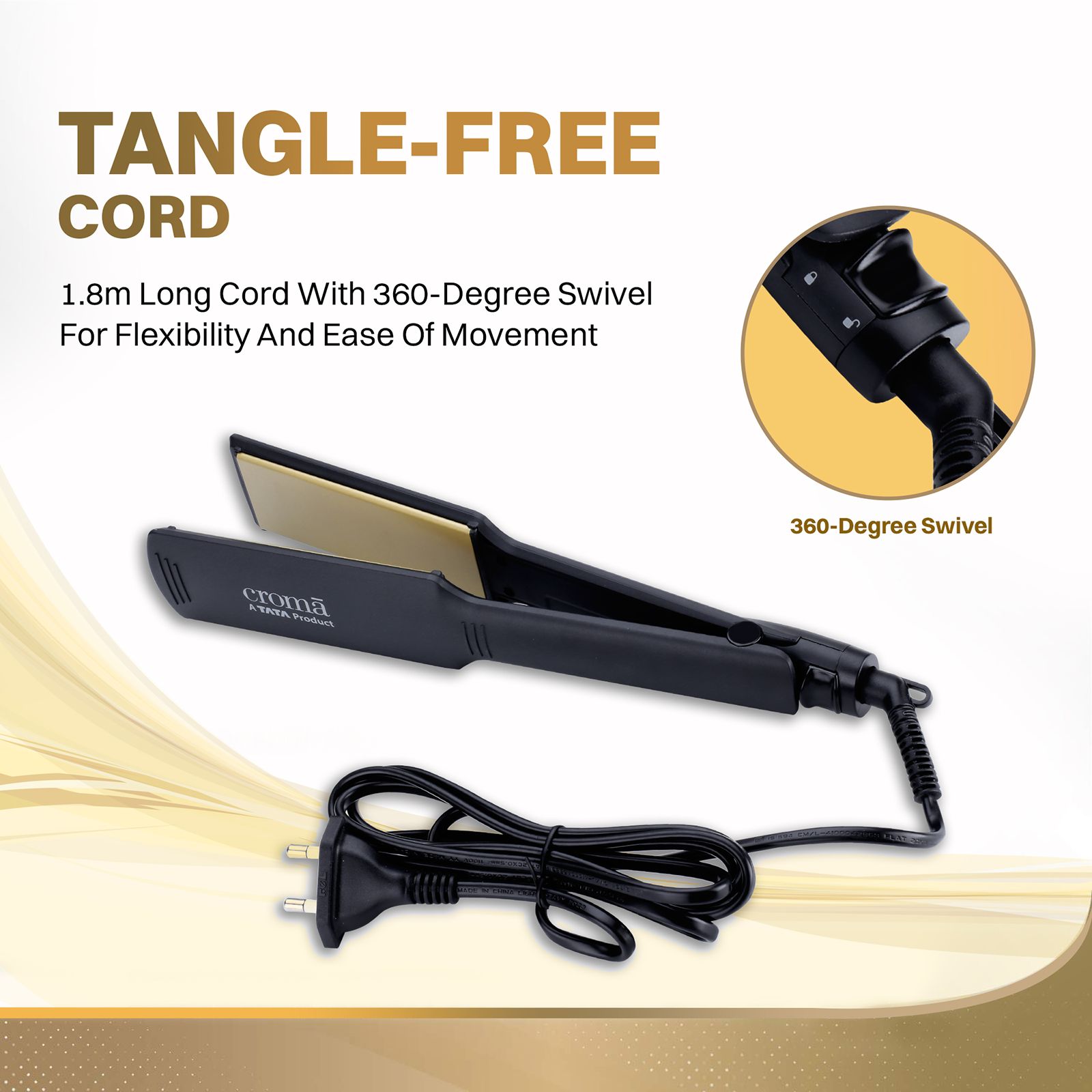 Croma Hair Straightener with PTC Heater (Ceramic Coated Plates, Black)_14