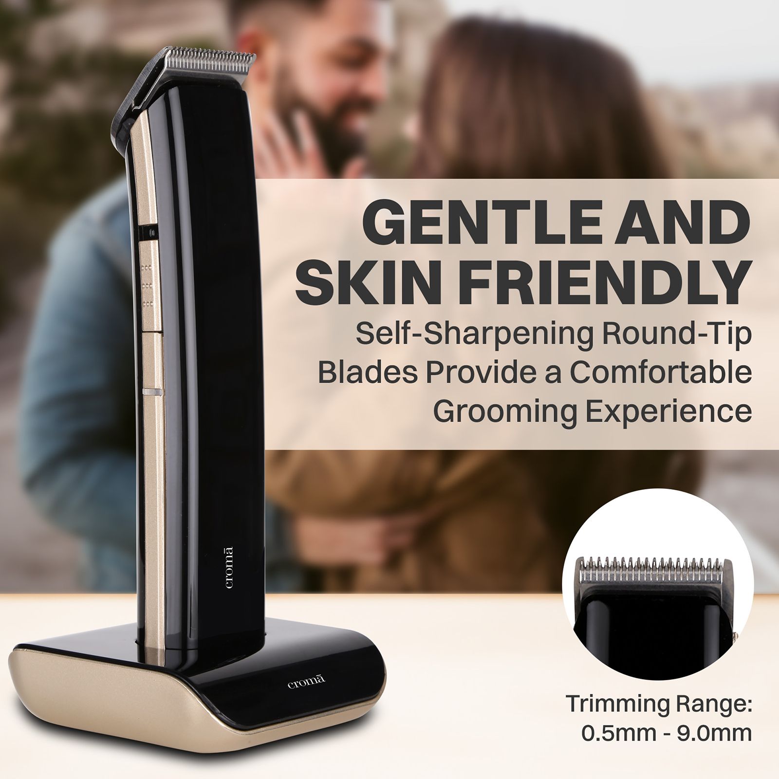 Croma 4 in 1 Rechargeable Cordless Wet and Dry Trimmer for Beard for Men (90mins Runtime, Self Sharpening Technology, Black) Croma 4 in 1 Rechargeable Cordless Wet and Dry Trimmer for Beard for Men (90mins Runtime, Self Sharpening Technology, Black)_9
