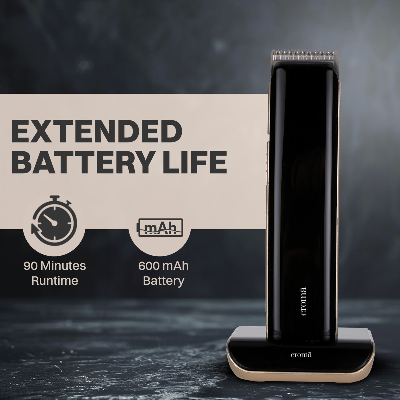 Croma 4 in 1 Rechargeable Cordless Wet and Dry Trimmer for Beard for Men (90mins Runtime, Self Sharpening Technology, Black) Croma 4 in 1 Rechargeable Cordless Wet and Dry Trimmer for Beard for Men (90mins Runtime, Self Sharpening Technology, Black)_10