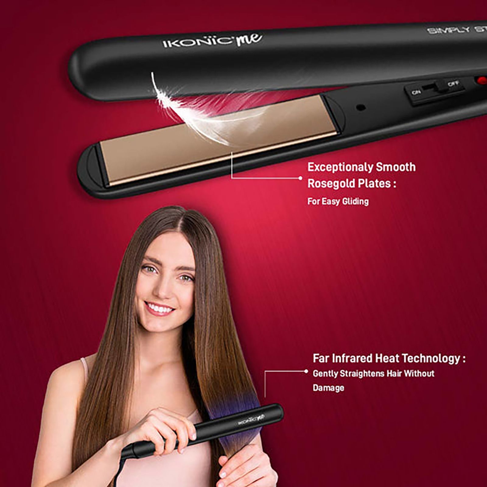 Ikonic Simply Straight Hair Straightener with Infrared Heat Technology (Super Slim Plates, Black)_9