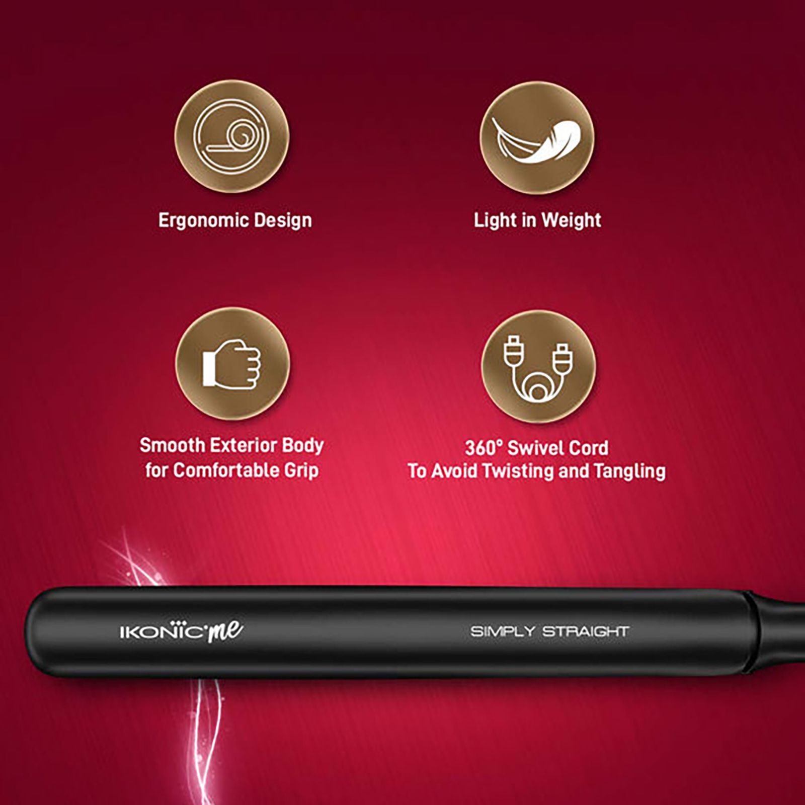 Ikonic Simply Straight Hair Straightener with Infrared Heat Technology (Super Slim Plates, Black)_11