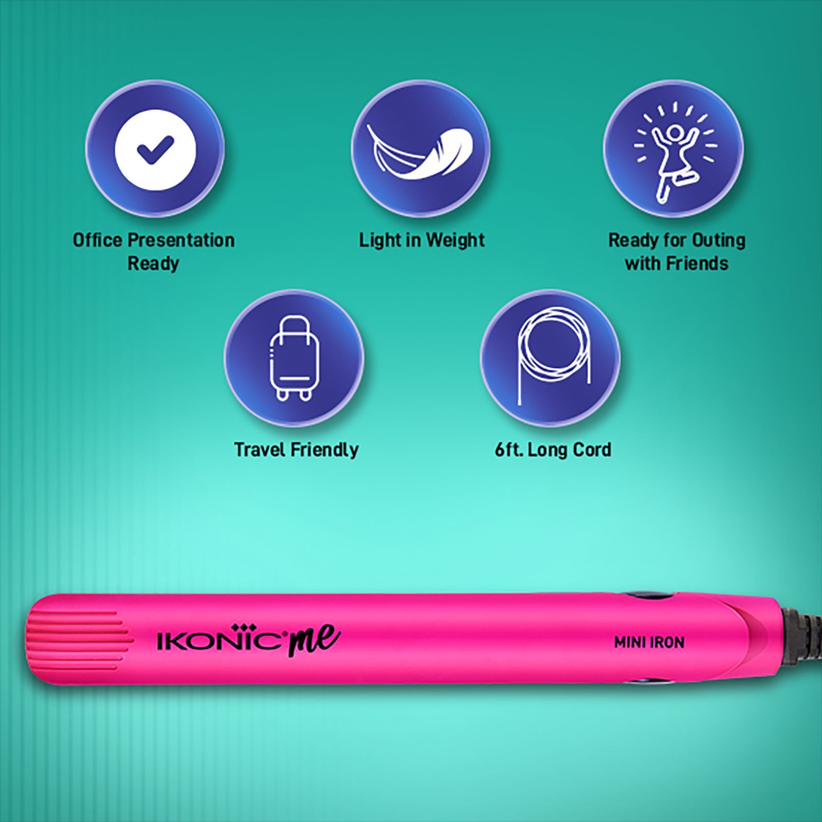 Ikonic Mini Hair Straightener with Ionic Technology (Ceramic Plates, Pink)_16