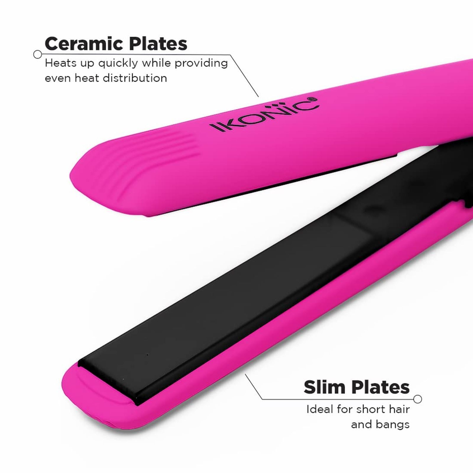 Ikonic Mini Hair Straightener with Ionic Technology (Ceramic Plates, Pink)_7