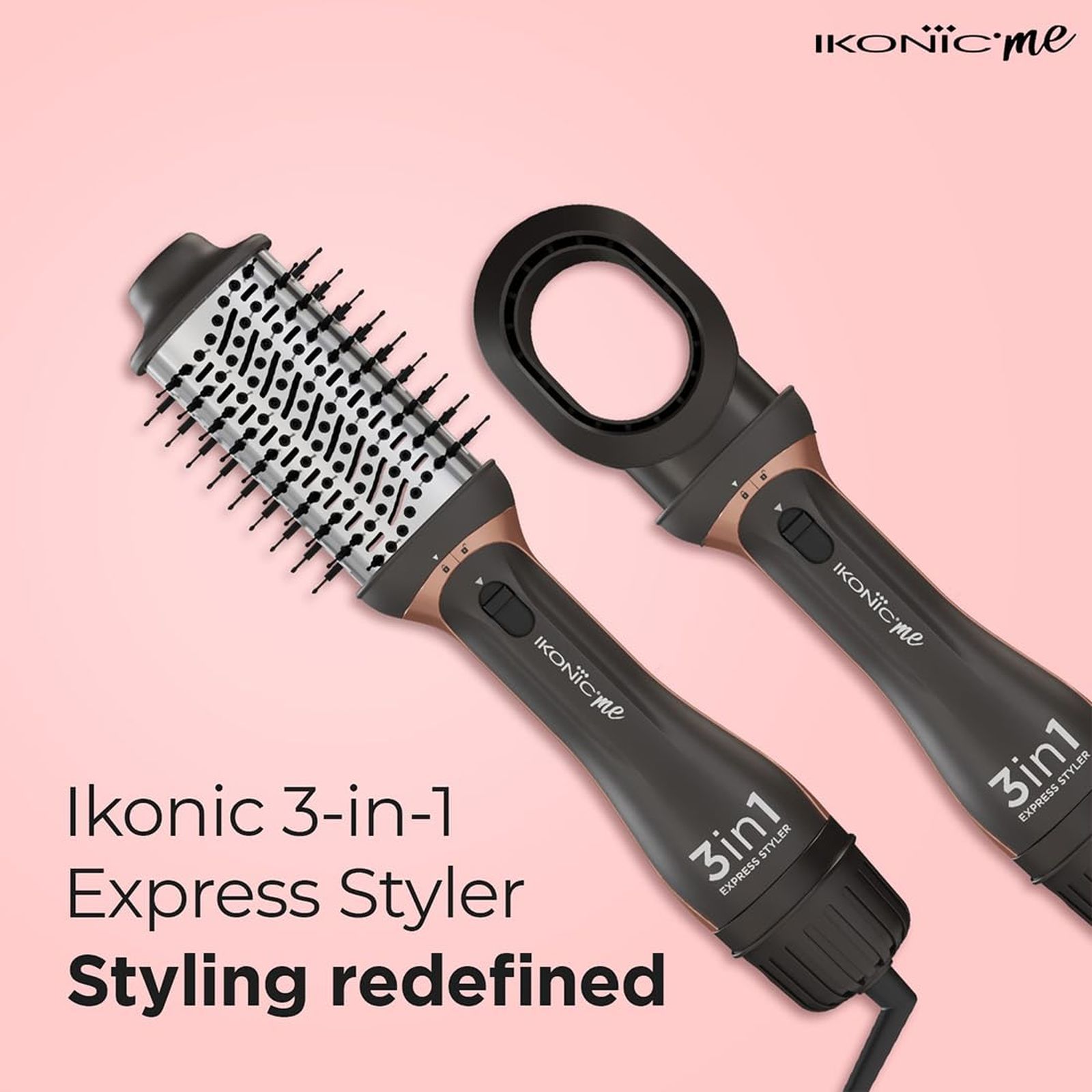 Ikonic Express 3-in-1 Hair Styler with Volumizer (Ceramic Titanium Coated Barrel, Black)_7