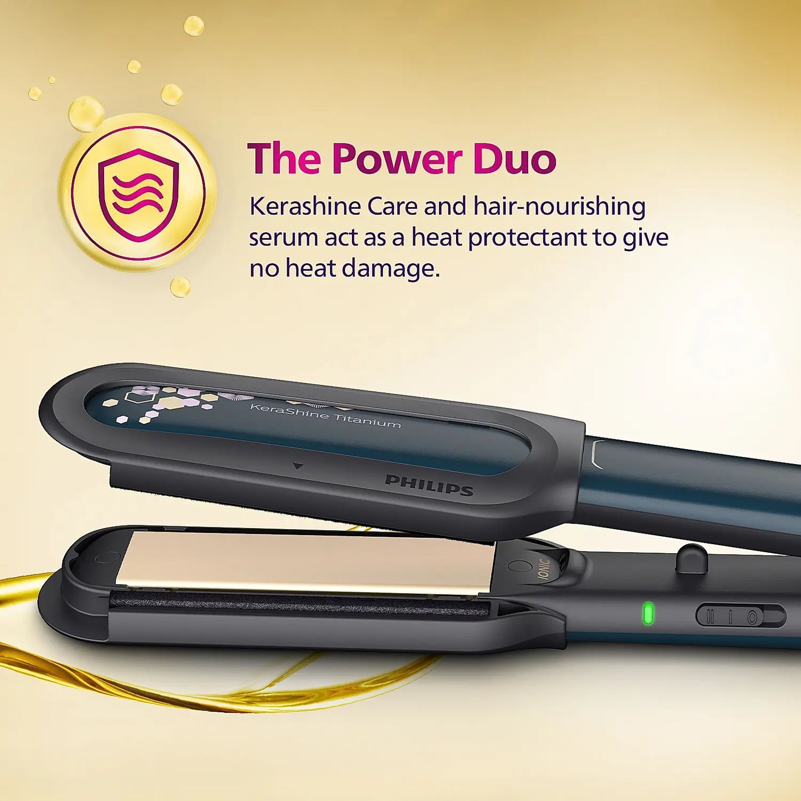PHILIPS BHS507/40 Hair Straightener with Nourishcare Technology (Kerashine Titanium Plates, Black)_8