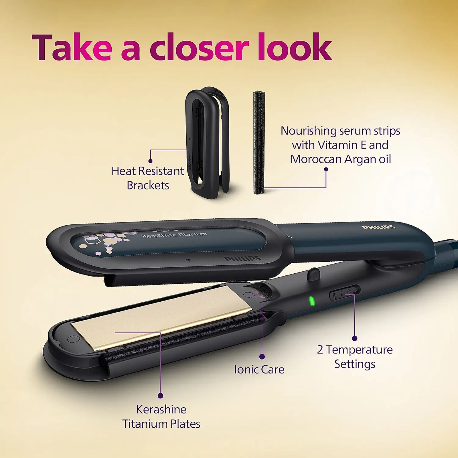 PHILIPS BHS507/40 Hair Straightener with Nourishcare Technology (Kerashine Titanium Plates, Black)_7
