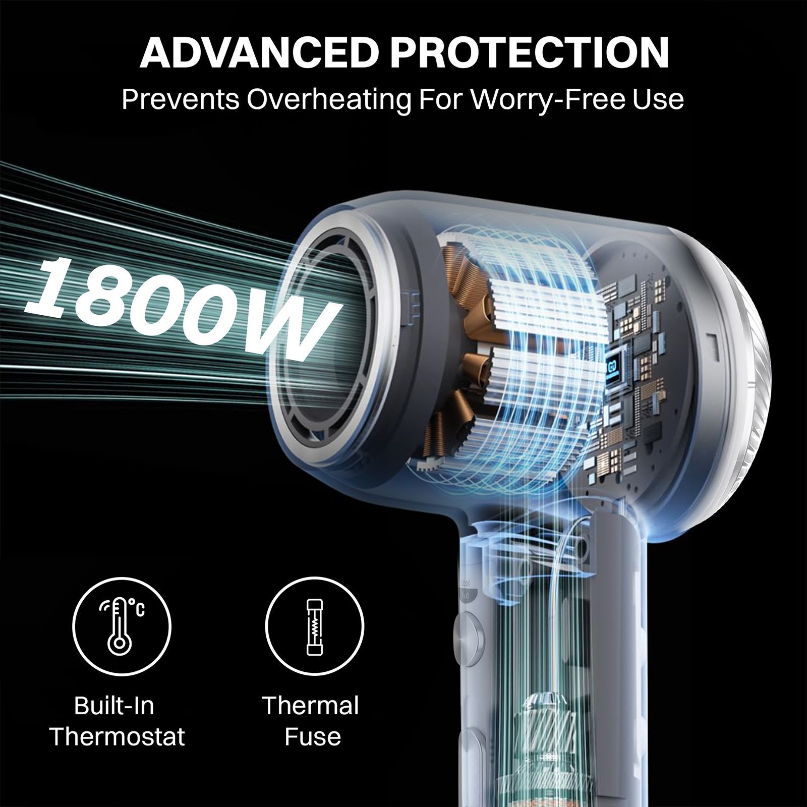 Croma 1800W Hair Dryer with 2 Heat Settings & Cool Shot (Overheat Protection, White)_4