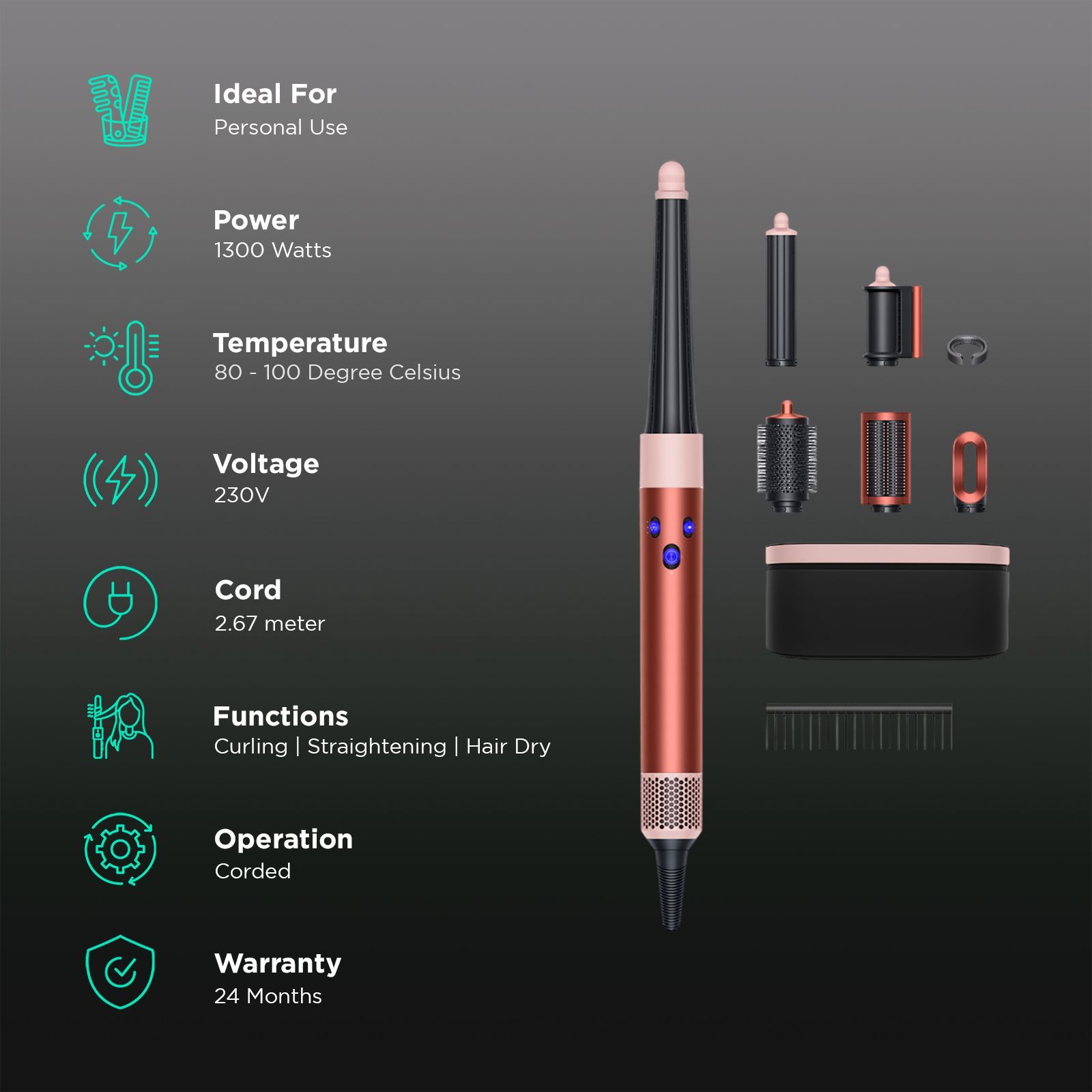 dyson Airwrap id Hair Styler with No Heat Damage (Bluetooth Enabled, Strawberry Bronze)_3