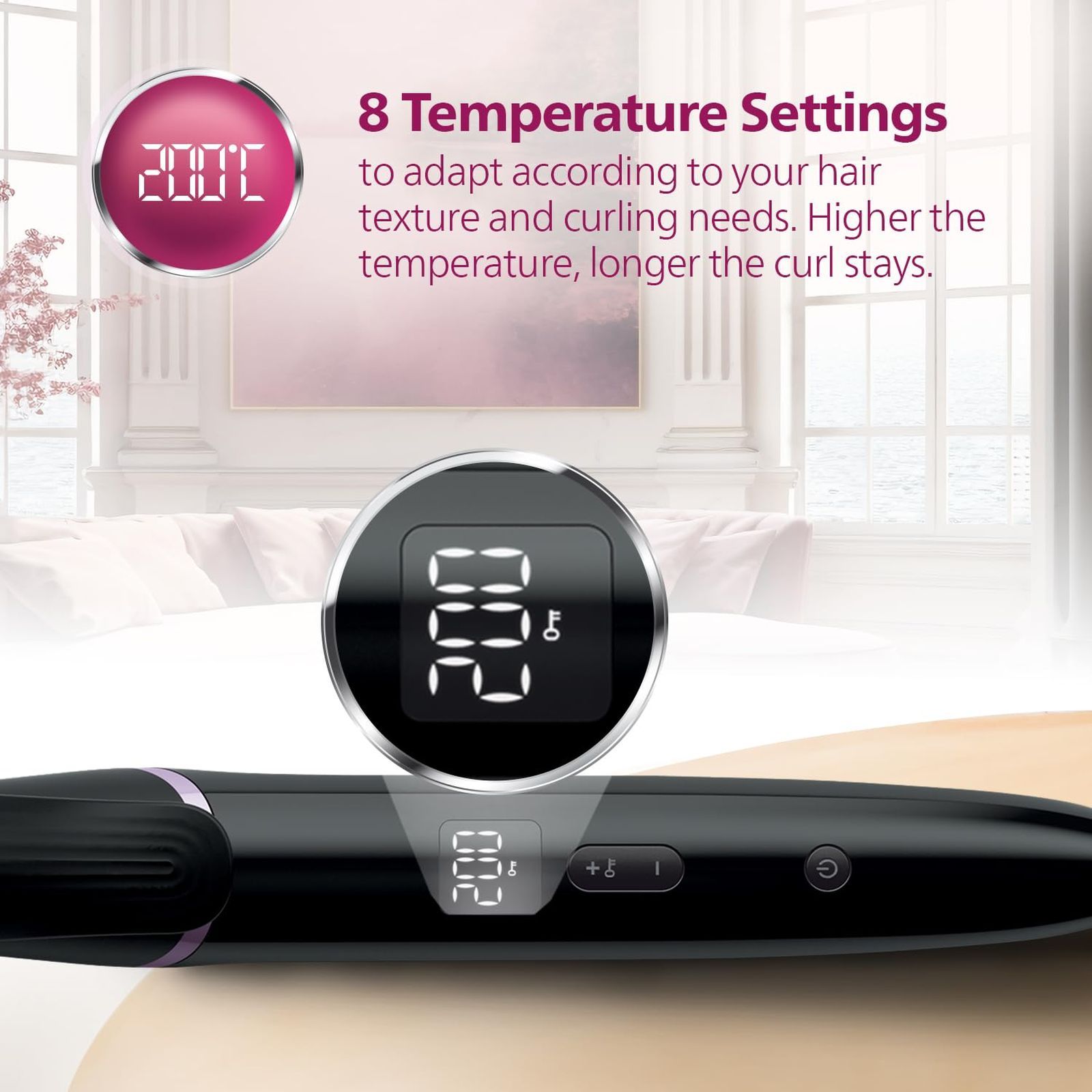 PHILIPS BHB864/00 Hair Curler with 8 Temperature Settings (Ceramic Tourmaline Plate, Black)_8