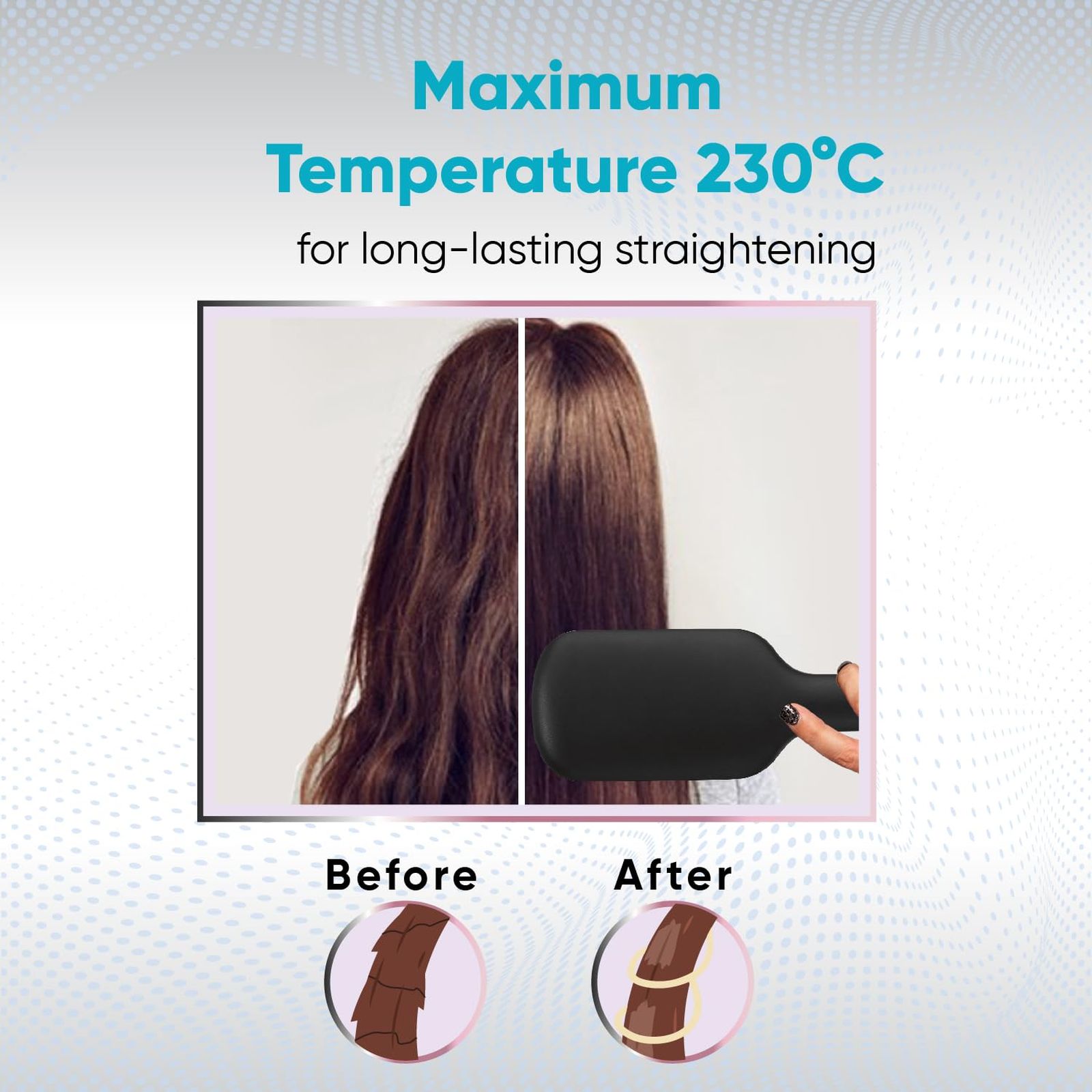 VEGA LitStyle L2 Hair Straightener Brush with Thermo Protect Technology (Ceramic Coated Bristles, Pink) VEGA LitStyle L2 Hair Straightener Brush with Thermo Protect Technology (Ceramic Coated Bristles, Pink)_6