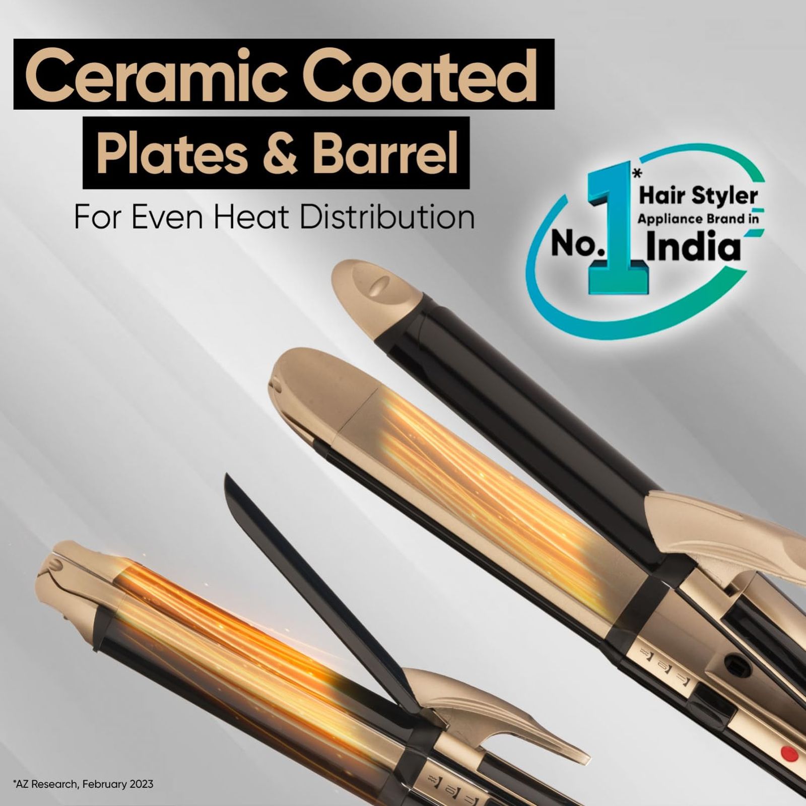 VEGA VHSCC-01 3-in-1 Hair Styler with Ceramic Coating Technology (Power Indicator, Black and Gold)_6