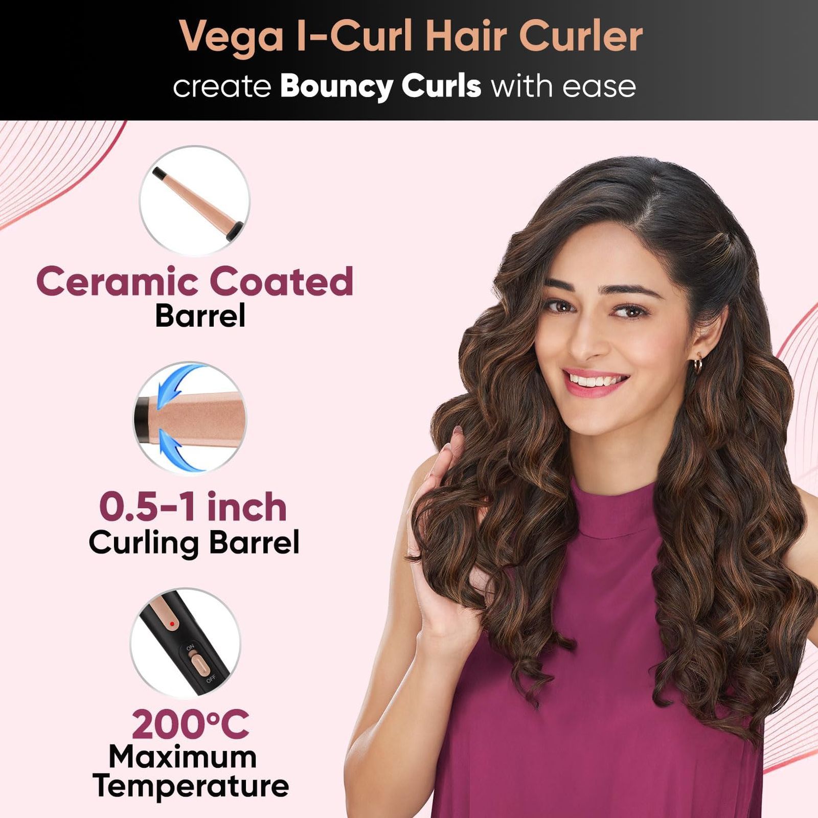 VEGA VHCH-05 Hair Curler with 360 Degree Swivel Cord (Ceramic Coated Plates, Black)_6