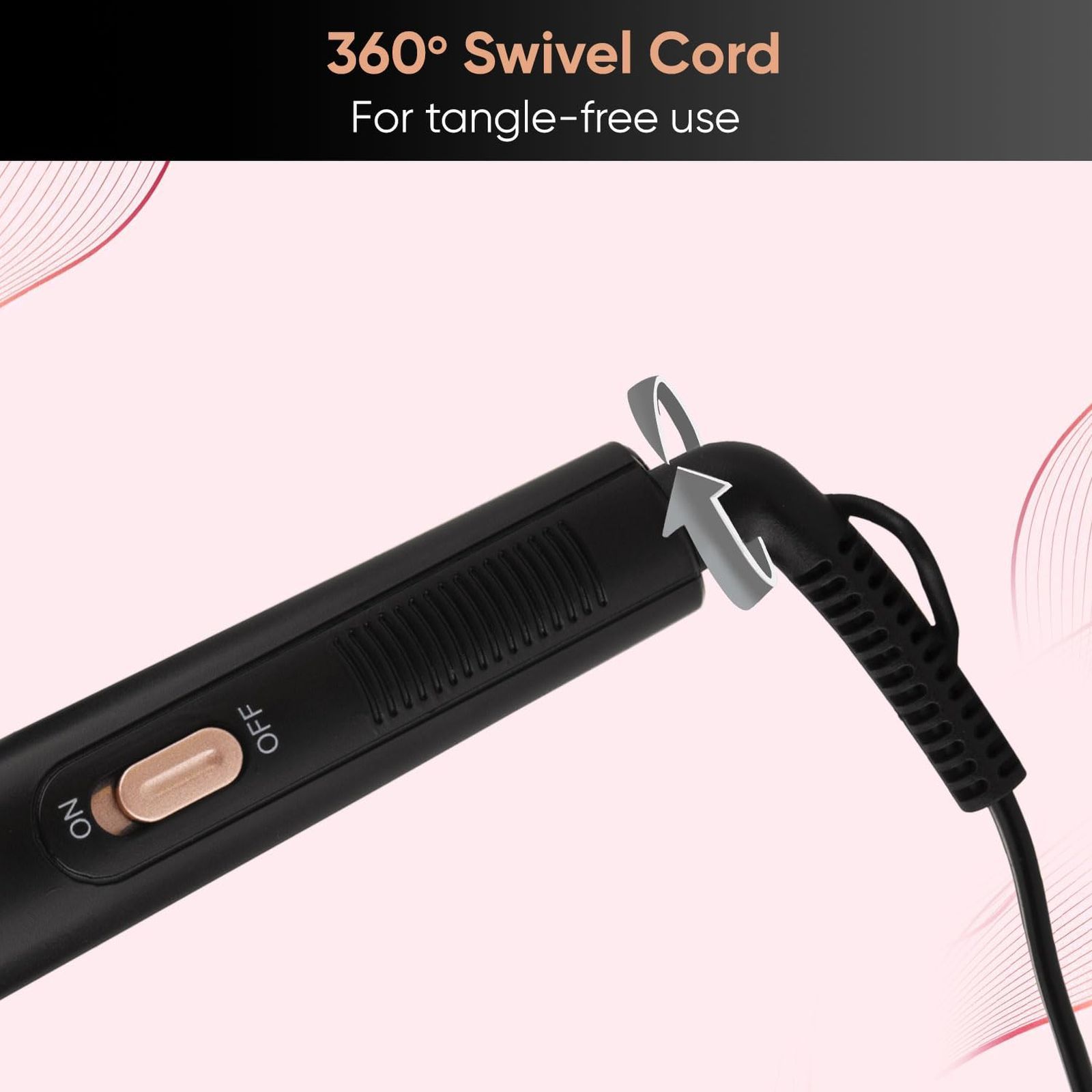 VEGA VHCH-05 Hair Curler with 360 Degree Swivel Cord (Ceramic Coated Plates, Black)_5