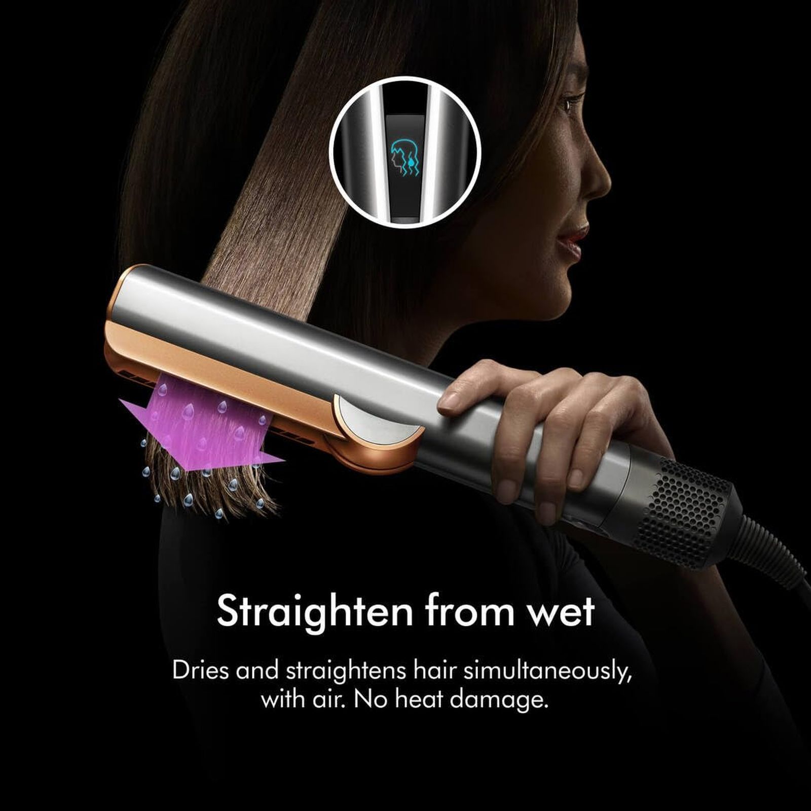 dyson Airstrait Hair Straightener with Wet & Dry Modes (Red Velvet and Gold)_7