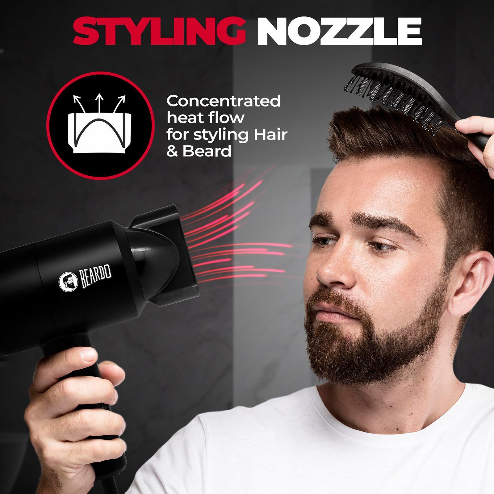 BEARDO Styling Gun Hair Dryer with 3 Heat Settings & Cool Flow (Thermo-Protect Technology, Black)_10