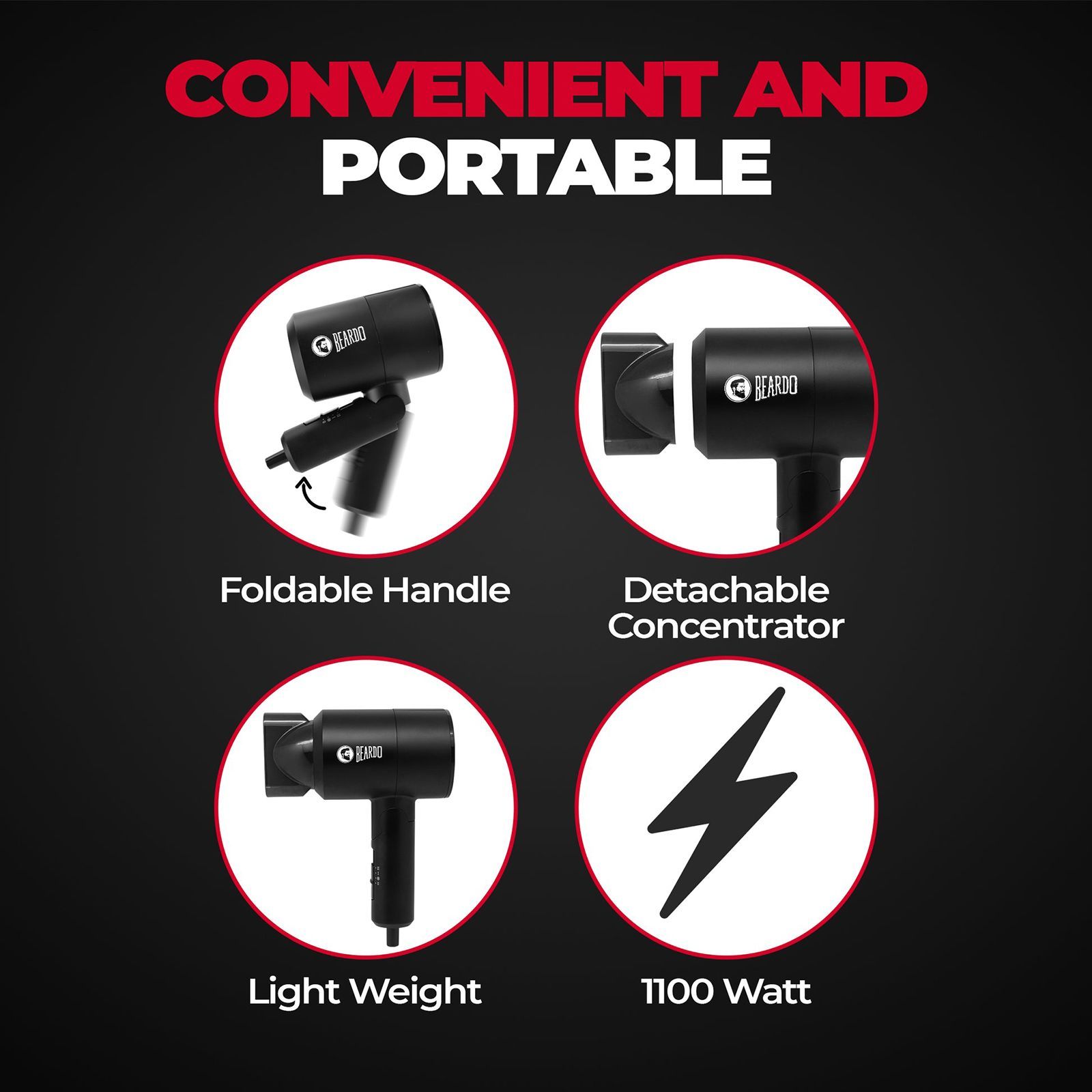 BEARDO Styling Gun Hair Dryer with 3 Heat Settings & Cool Flow (Thermo-Protect Technology, Black)_11